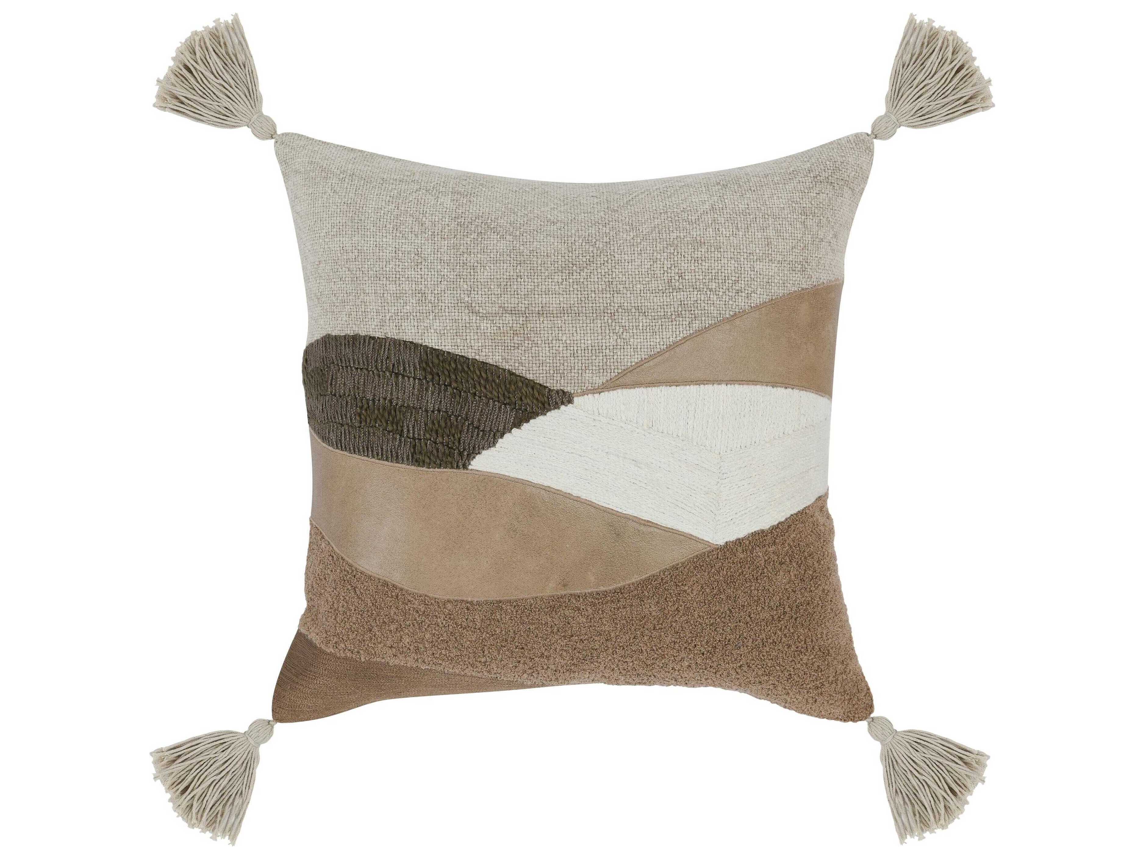 Villa by Classic Home Carve Brown Throw Pillow