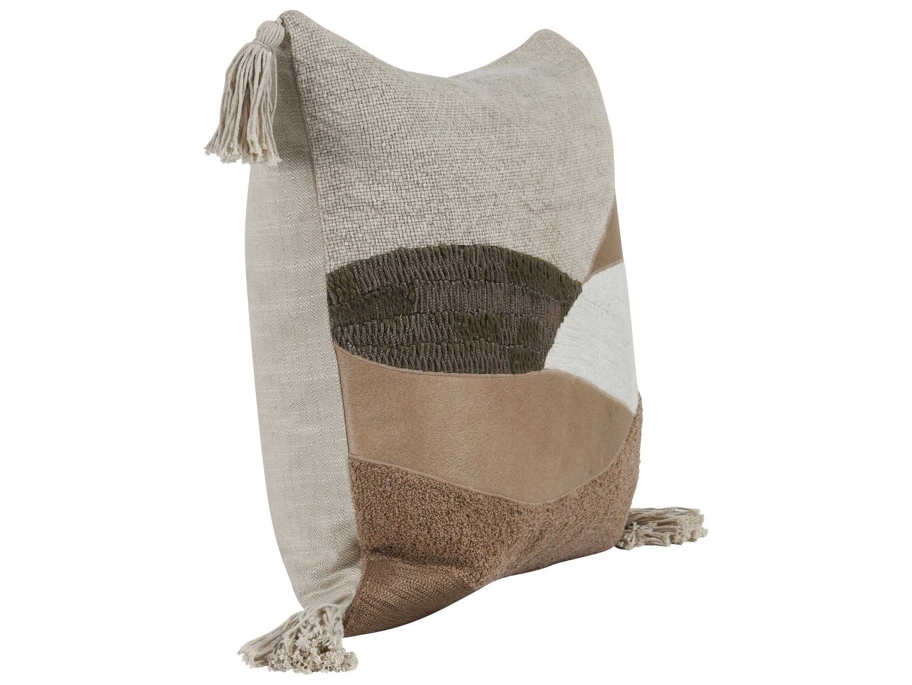 Villa by Classic Home Carve Brown Throw Pillow