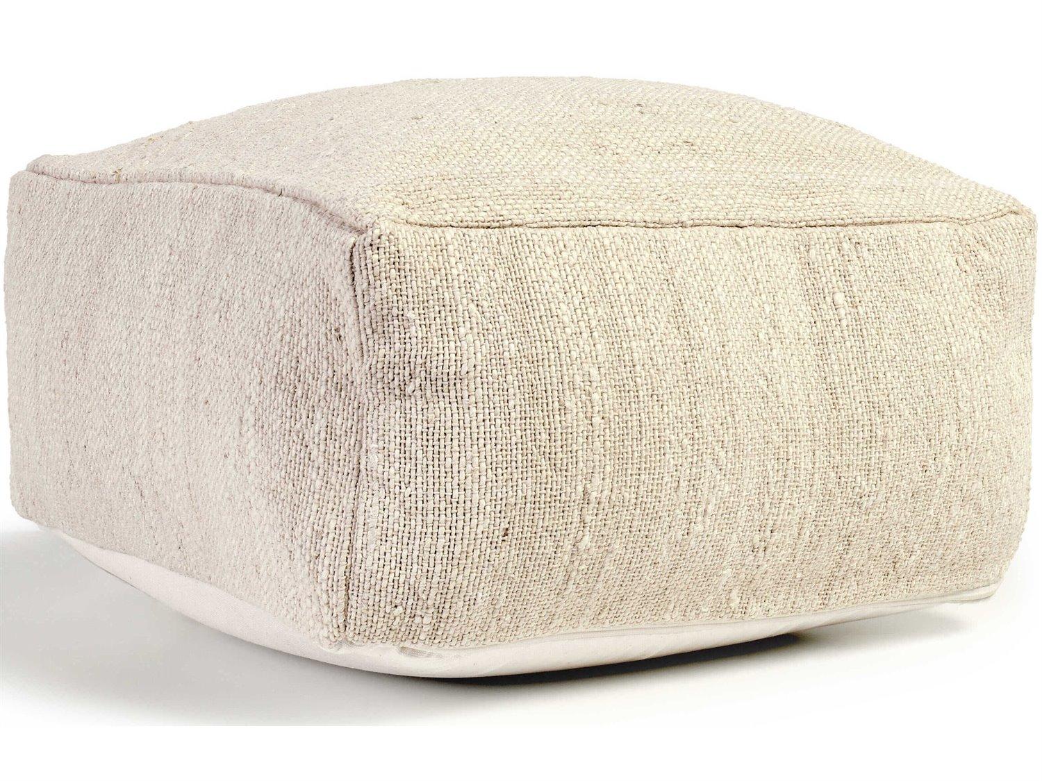 Villa by Classic Home Halter Ivory White Pouf