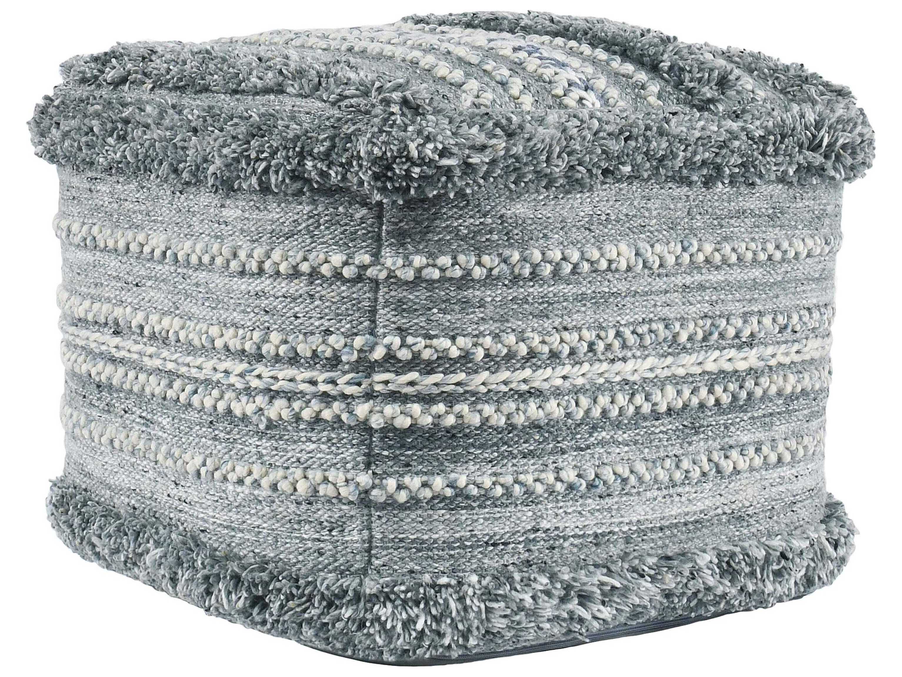 Villa by Classic Home Elko Blue Upholstered Pouf