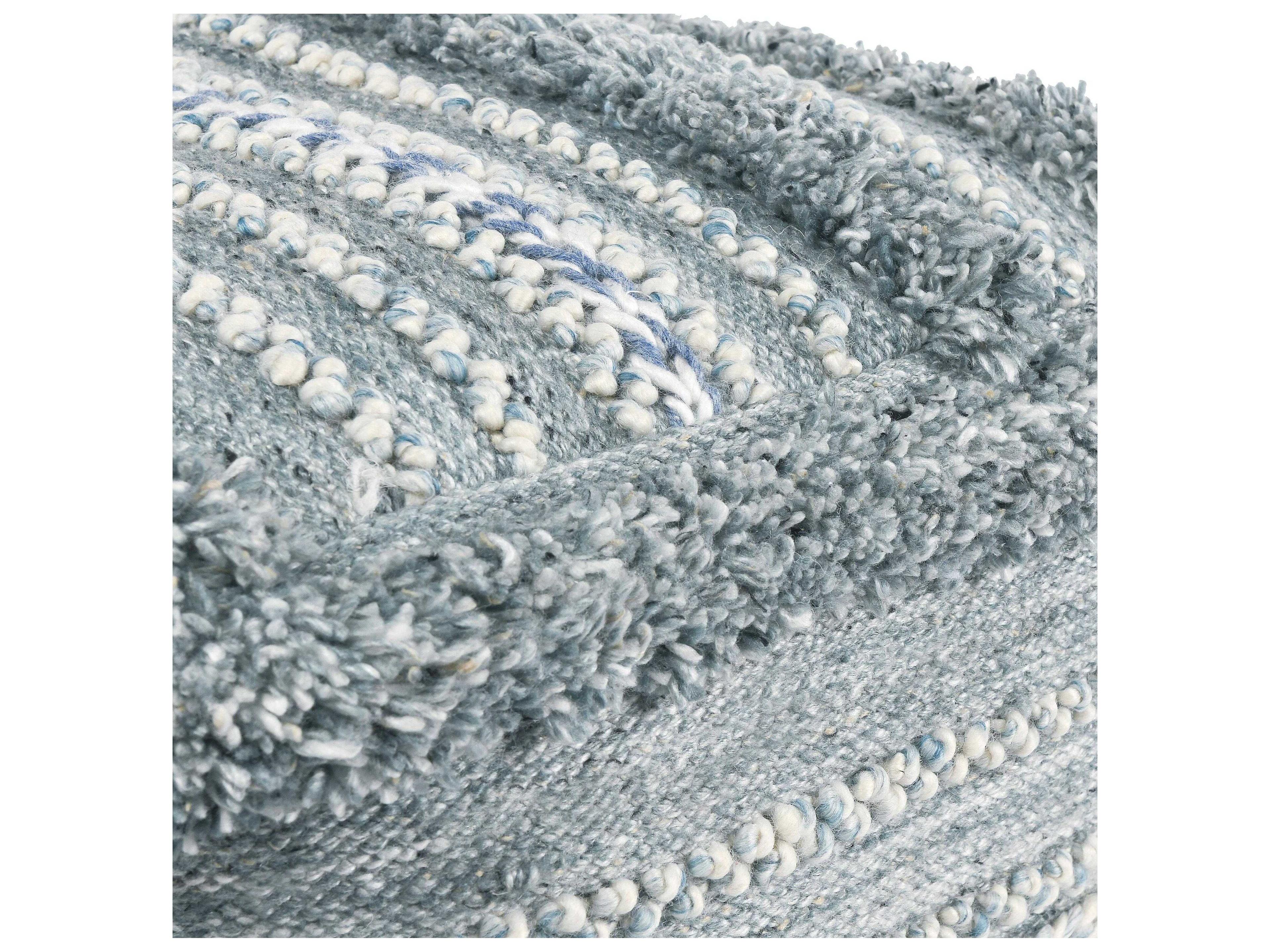 Villa by Classic Home Elko Blue Upholstered Pouf