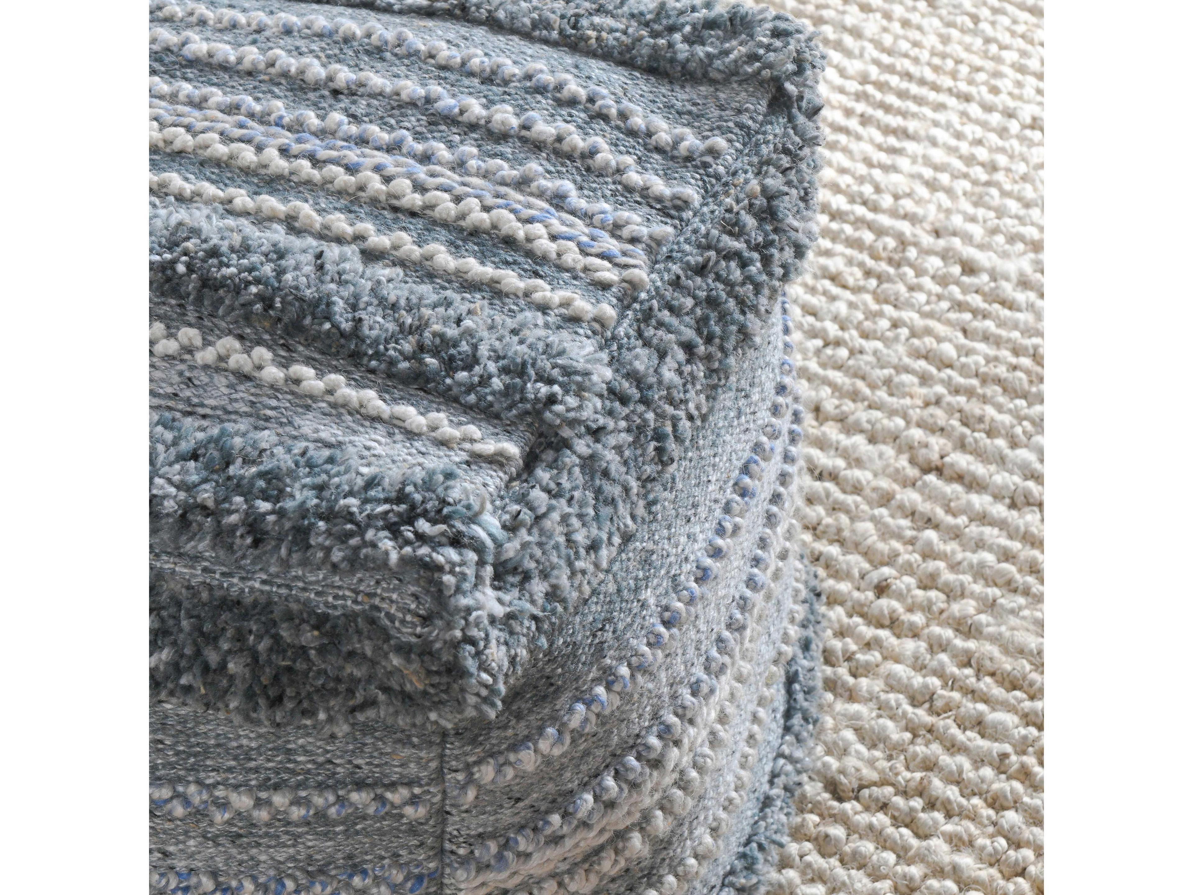 Villa by Classic Home Elko Blue Upholstered Pouf