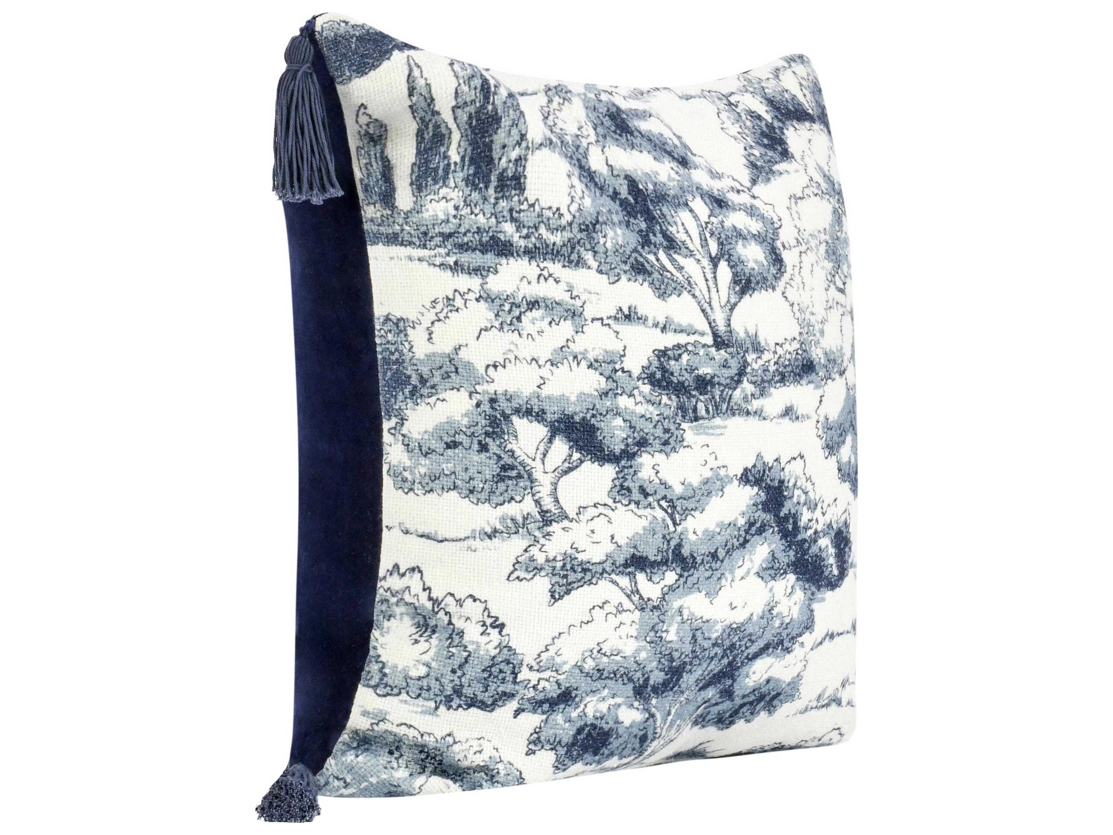 Villa by Classic Home Stonework Denim Blue Throw Pillow