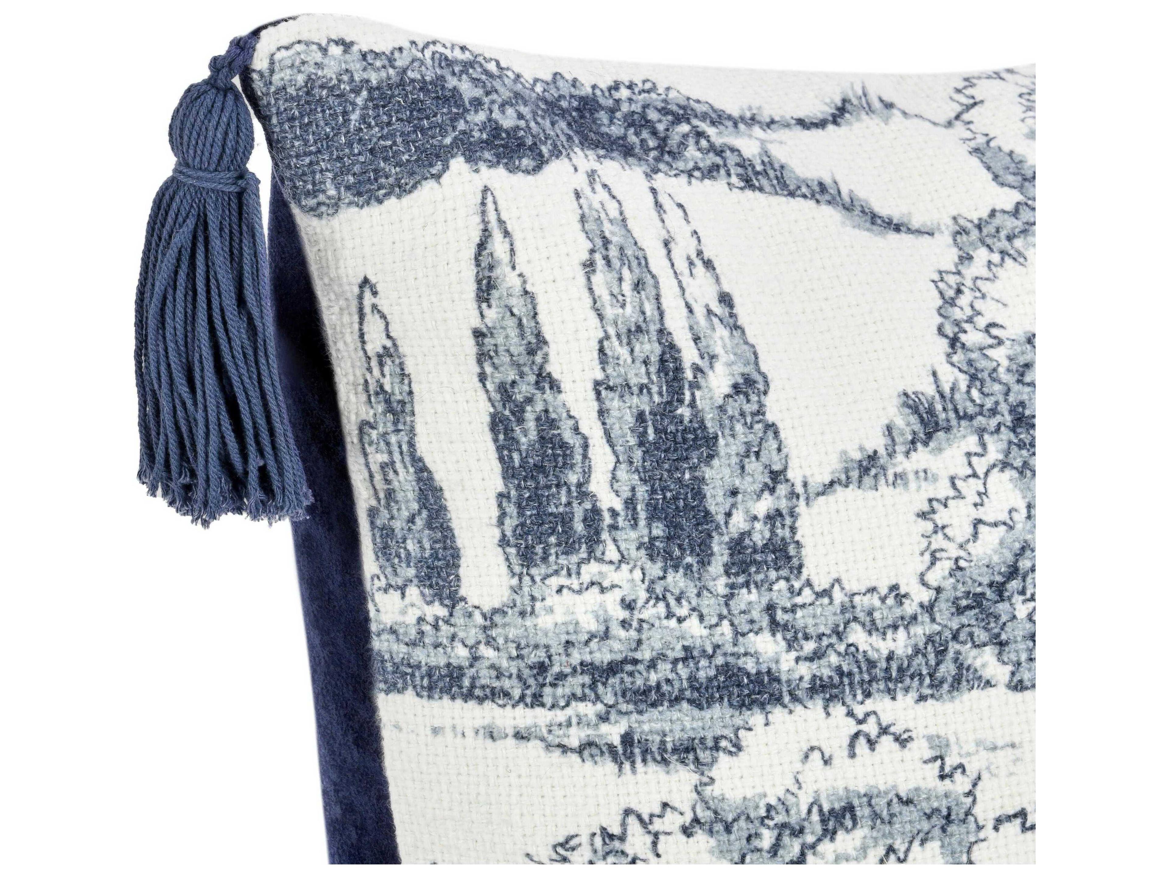 Villa by Classic Home Stonework Denim Blue Throw Pillow
