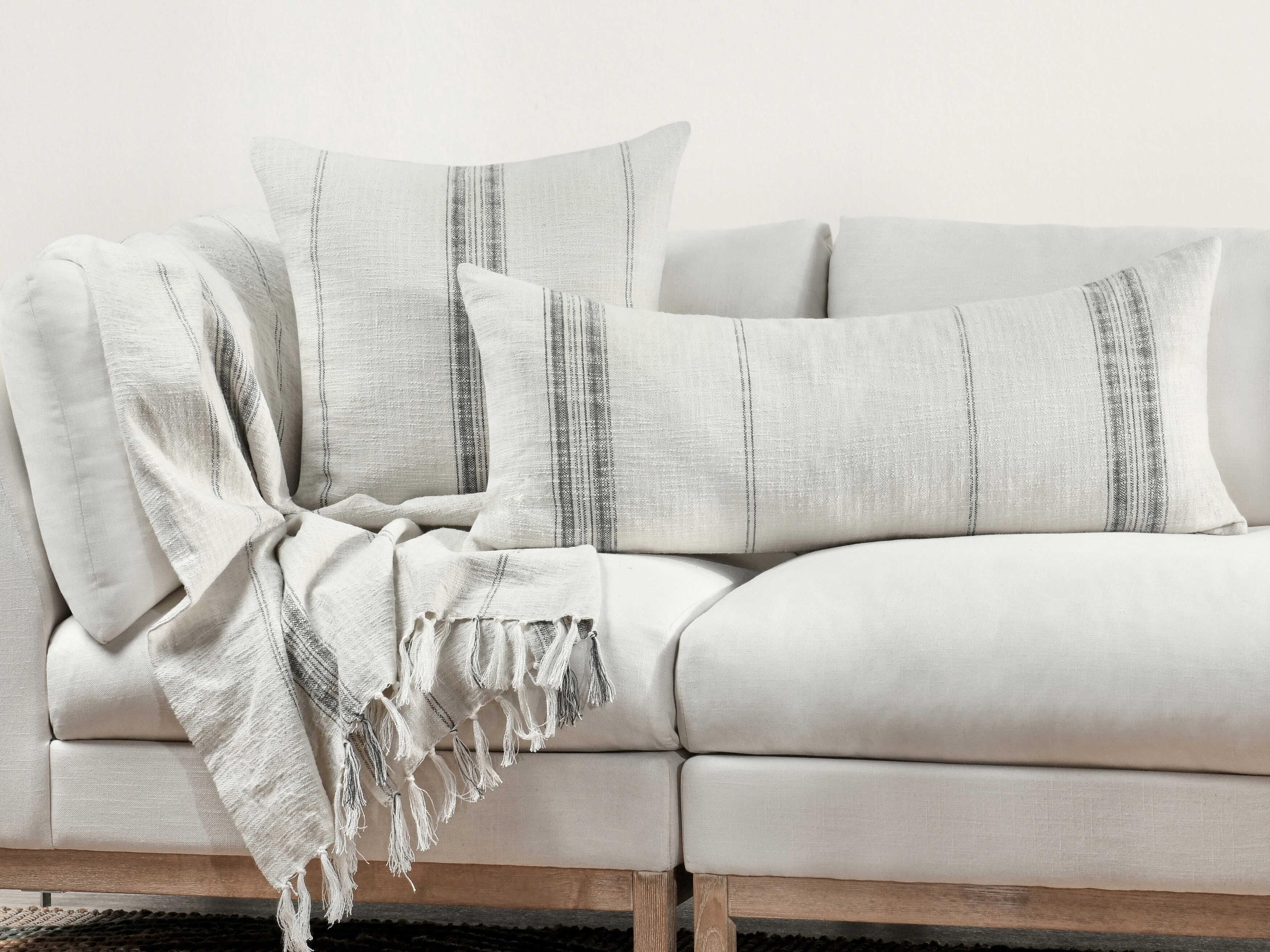 Villa by Classic Home Ria Ivory Gray Throw Pillow