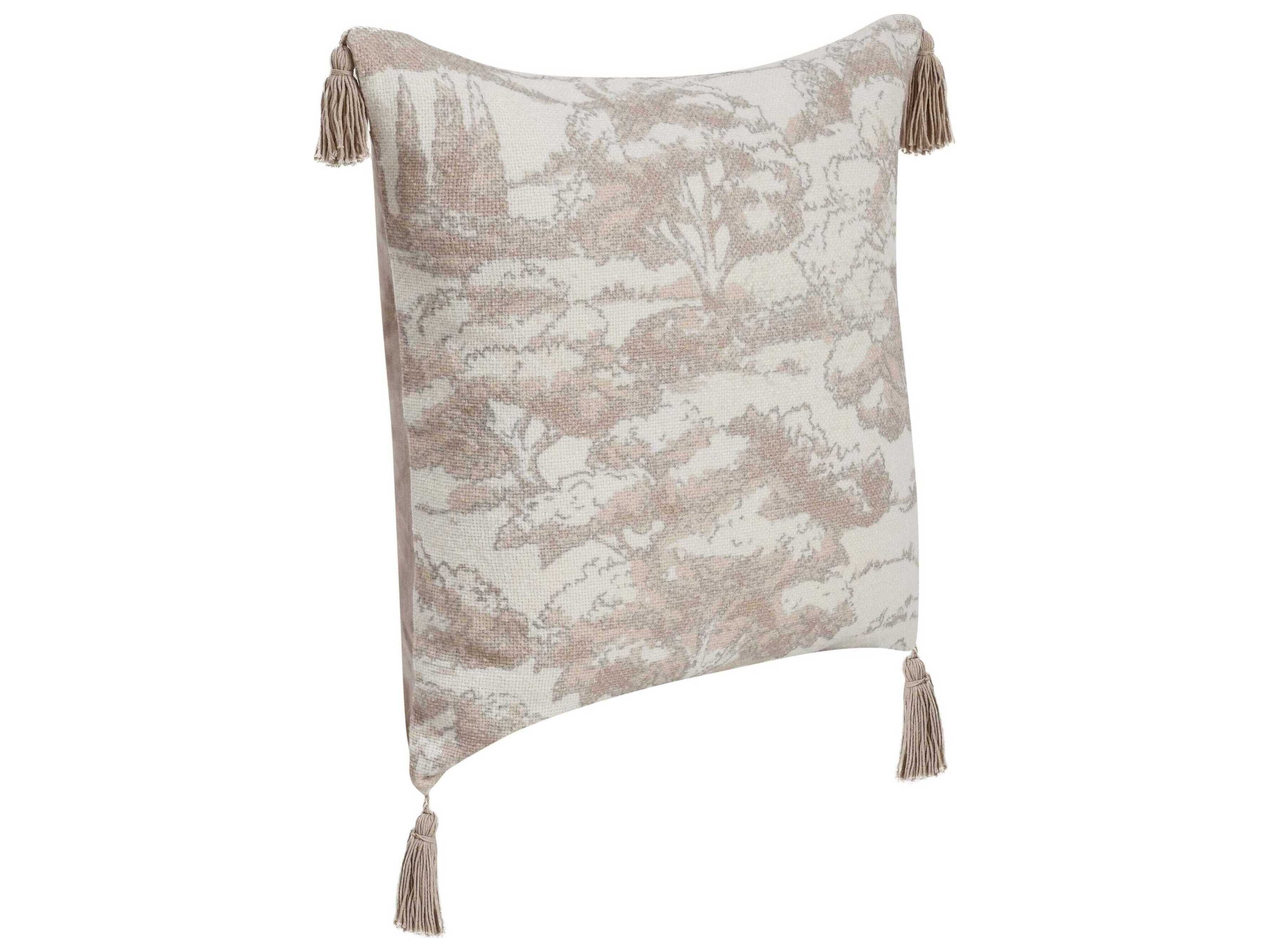 Villa by Classic Home Stonework Beige Throw Pillow