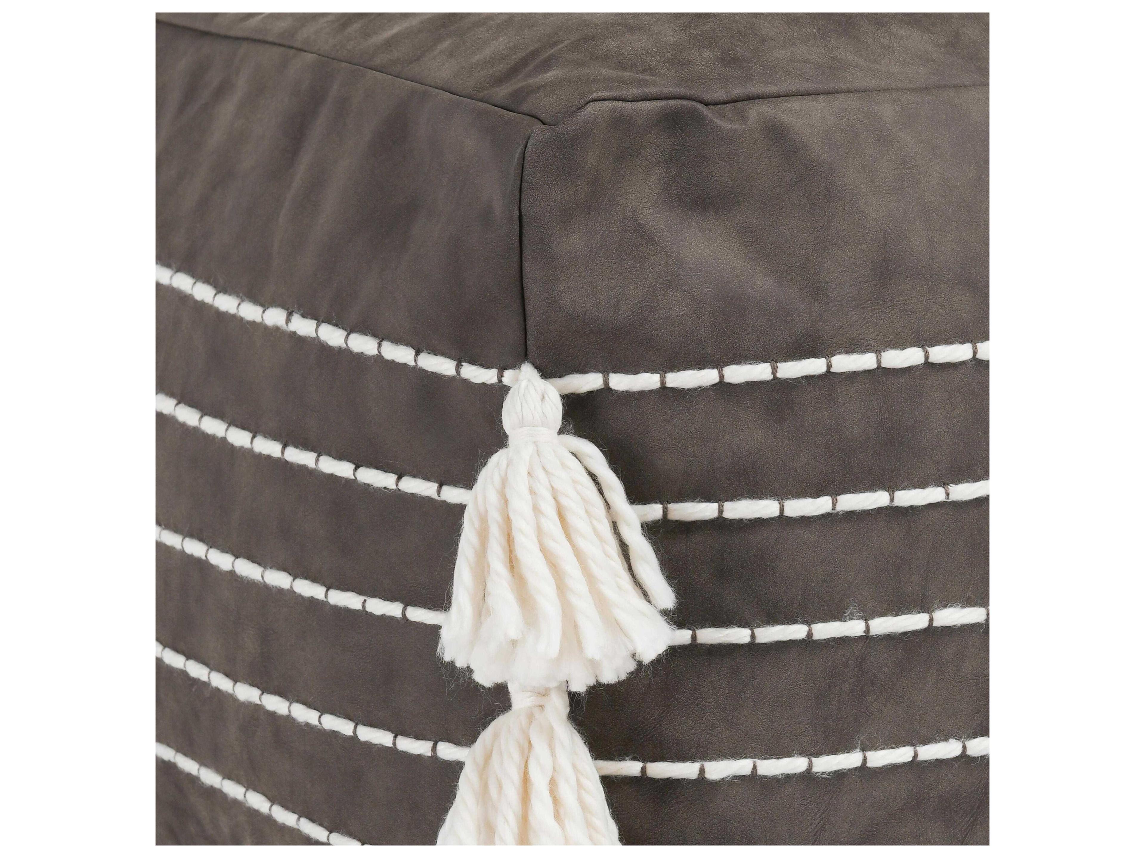 Villa by Classic Home Ezekiel Brown Upholstered Pouf