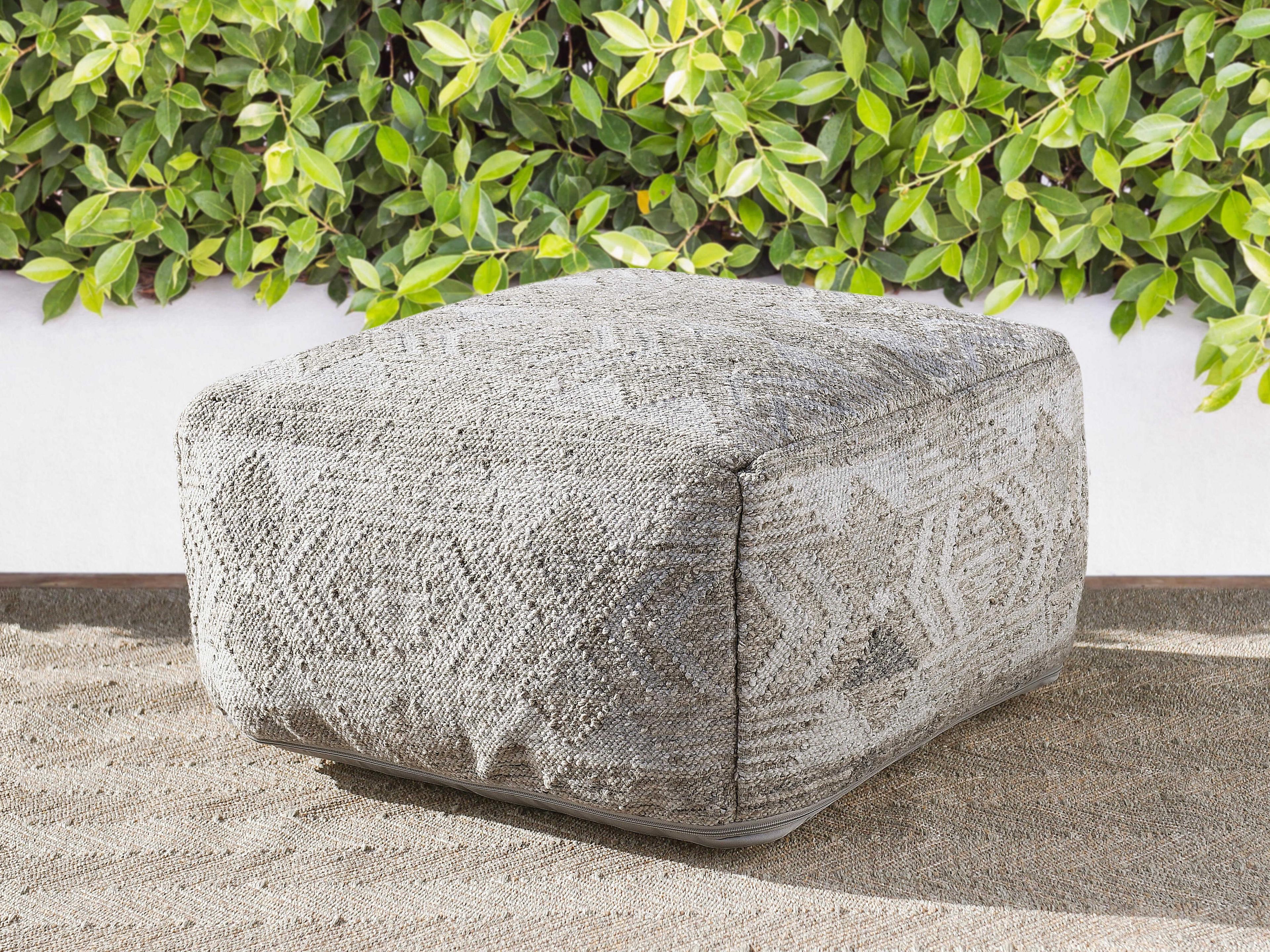 Villa by Classic Home Caravan Gray Upholstered Pouf