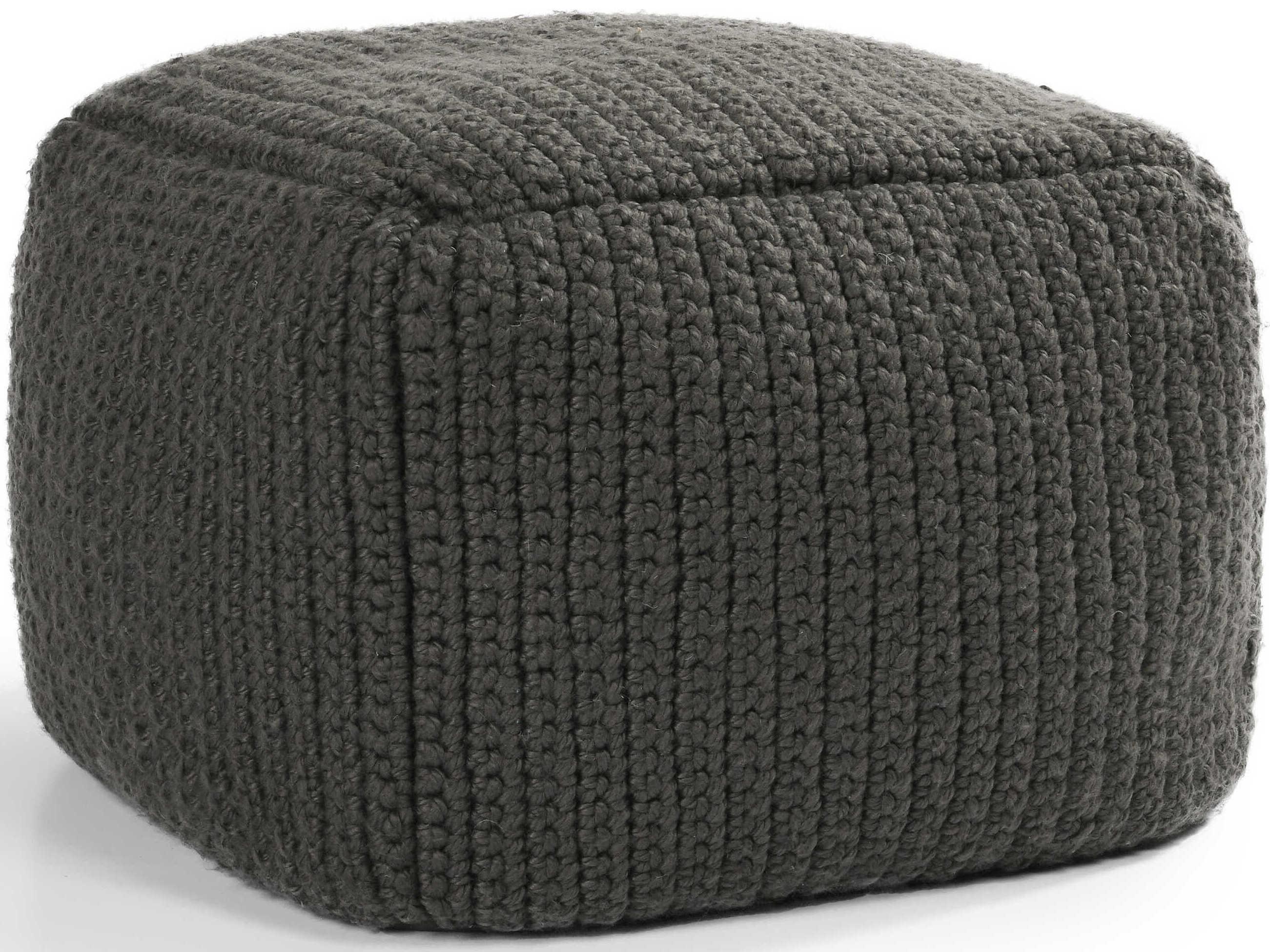 Villa by Classic Home Prism Dark Gray Upholstered Pouf