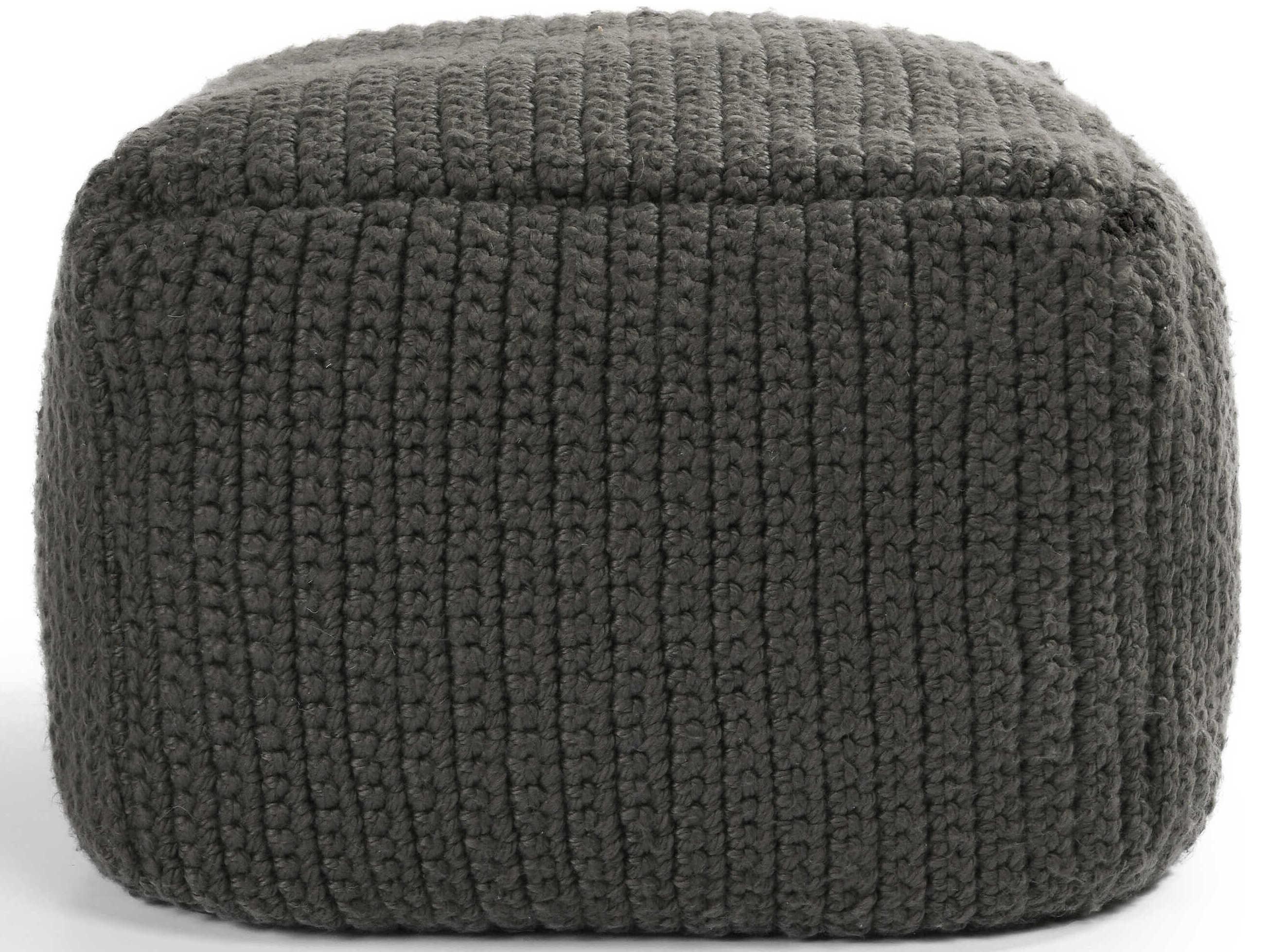 Villa by Classic Home Prism Dark Gray Upholstered Pouf