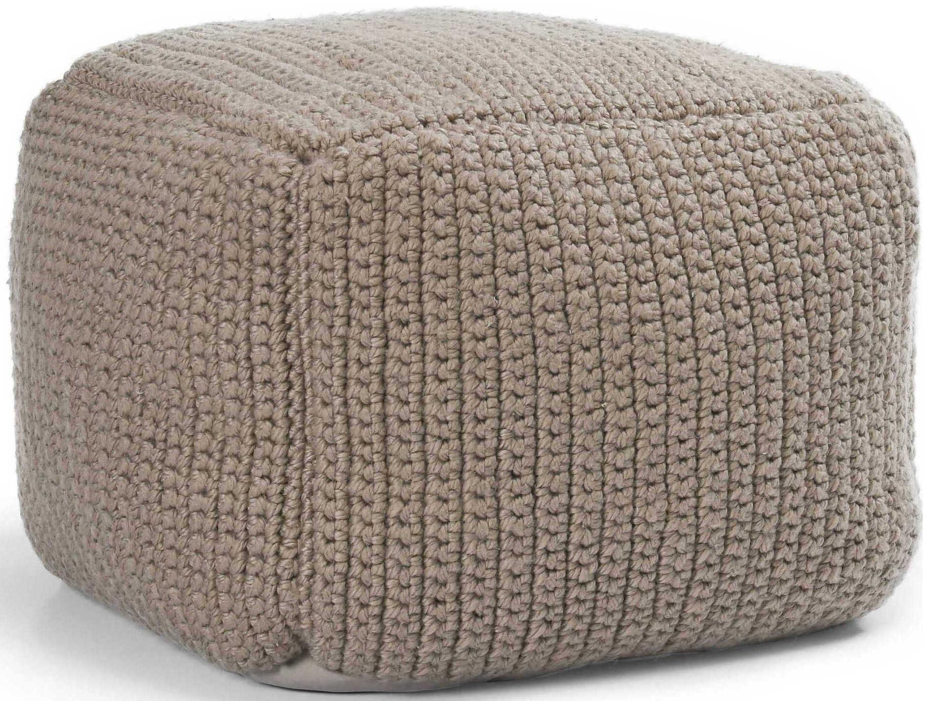 Villa by Classic Home Prism Natural Gray Upholstered Pouf