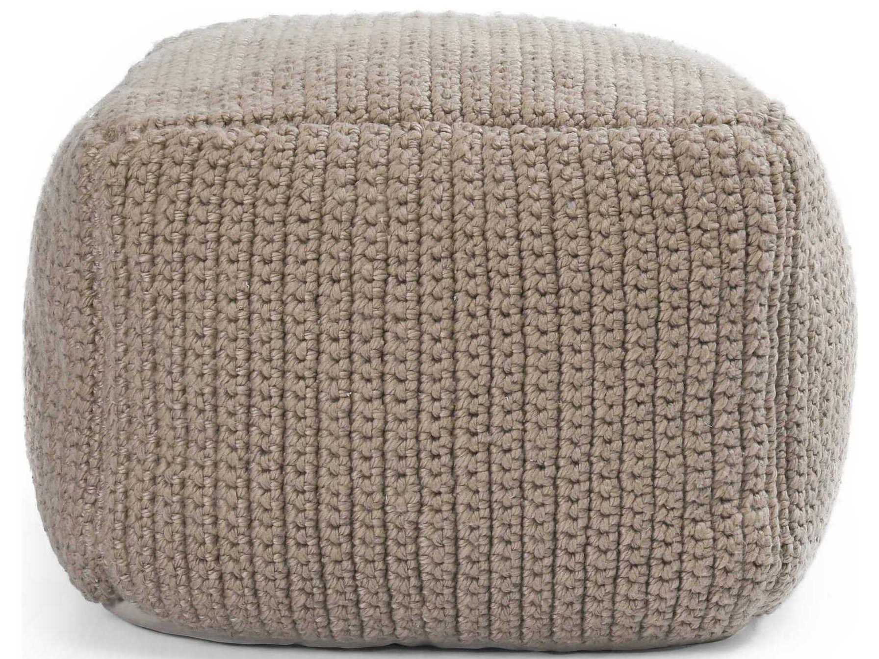 Villa by Classic Home Prism Natural Gray Upholstered Pouf