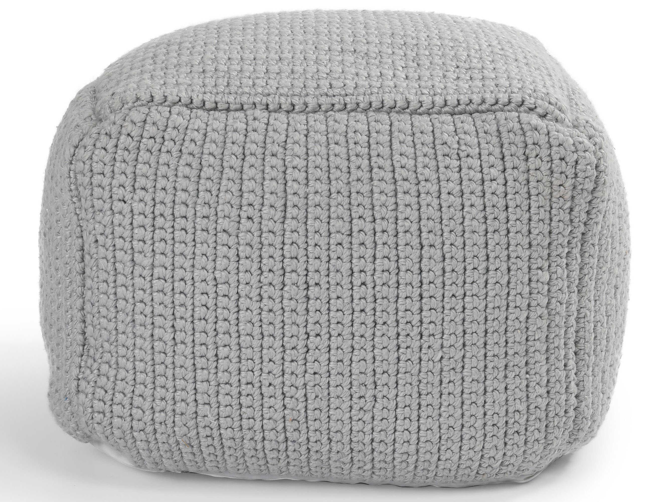 Villa by Classic Home Prism Gray Upholstered Pouf