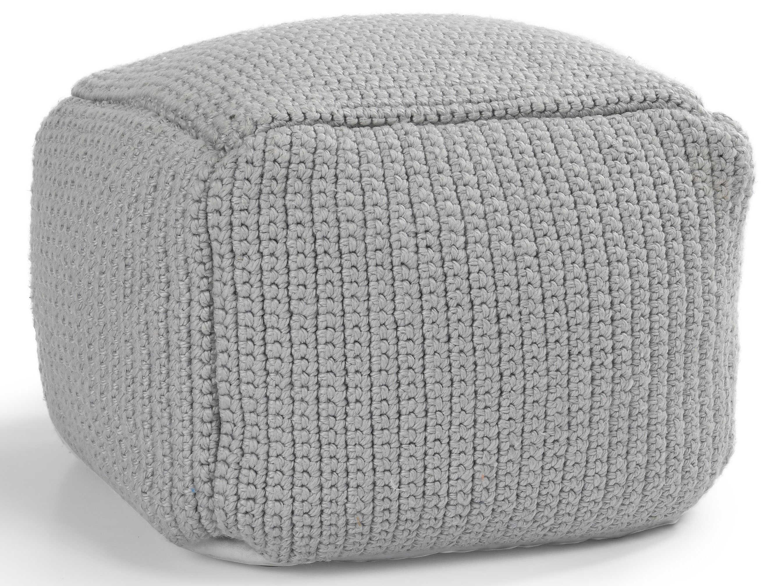 Villa by Classic Home Prism Gray Upholstered Pouf