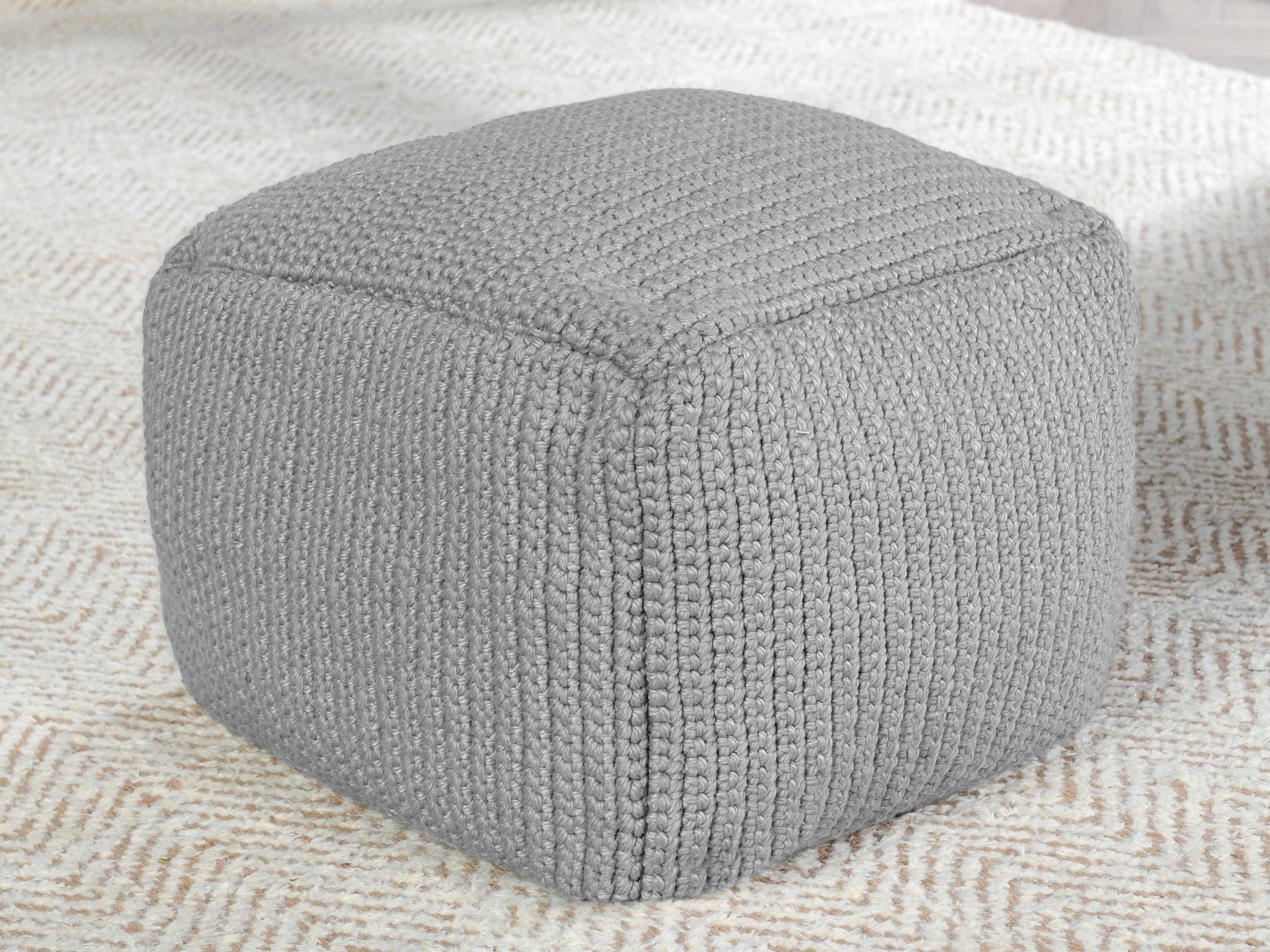 Villa by Classic Home Prism Gray Upholstered Pouf