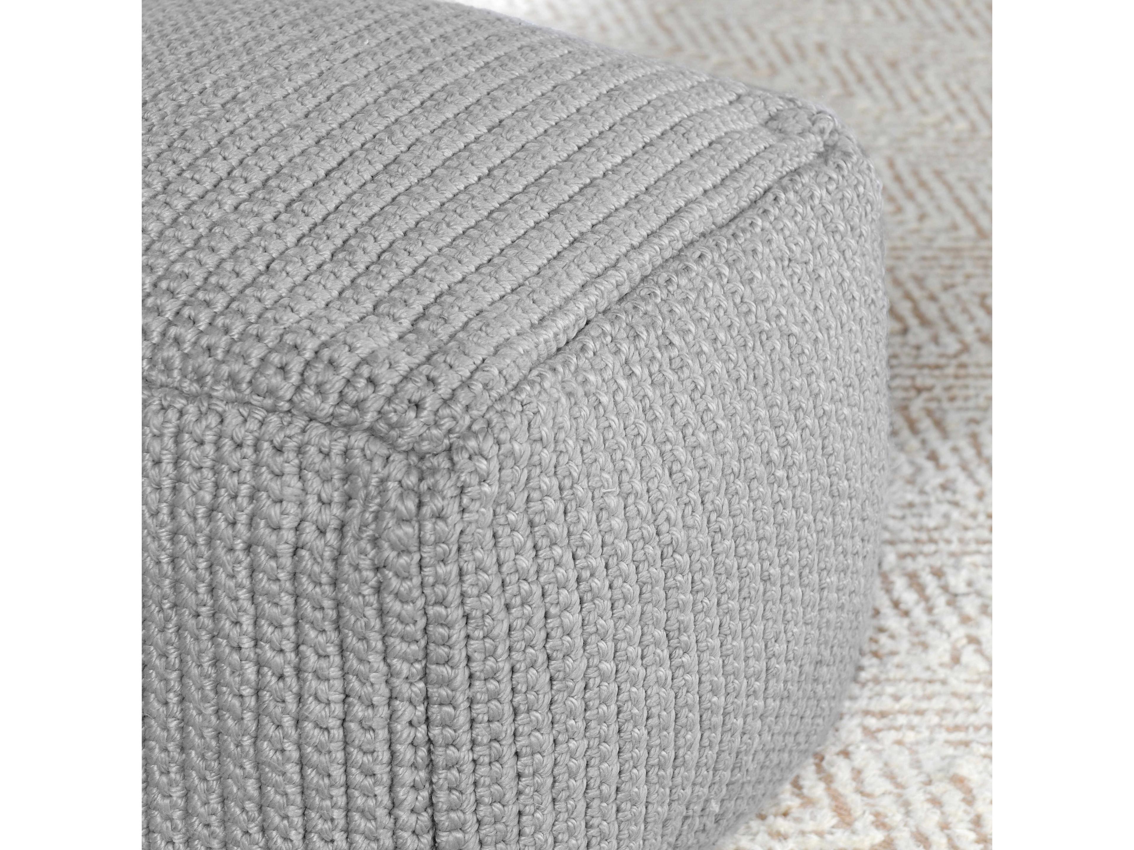 Villa by Classic Home Prism Gray Upholstered Pouf