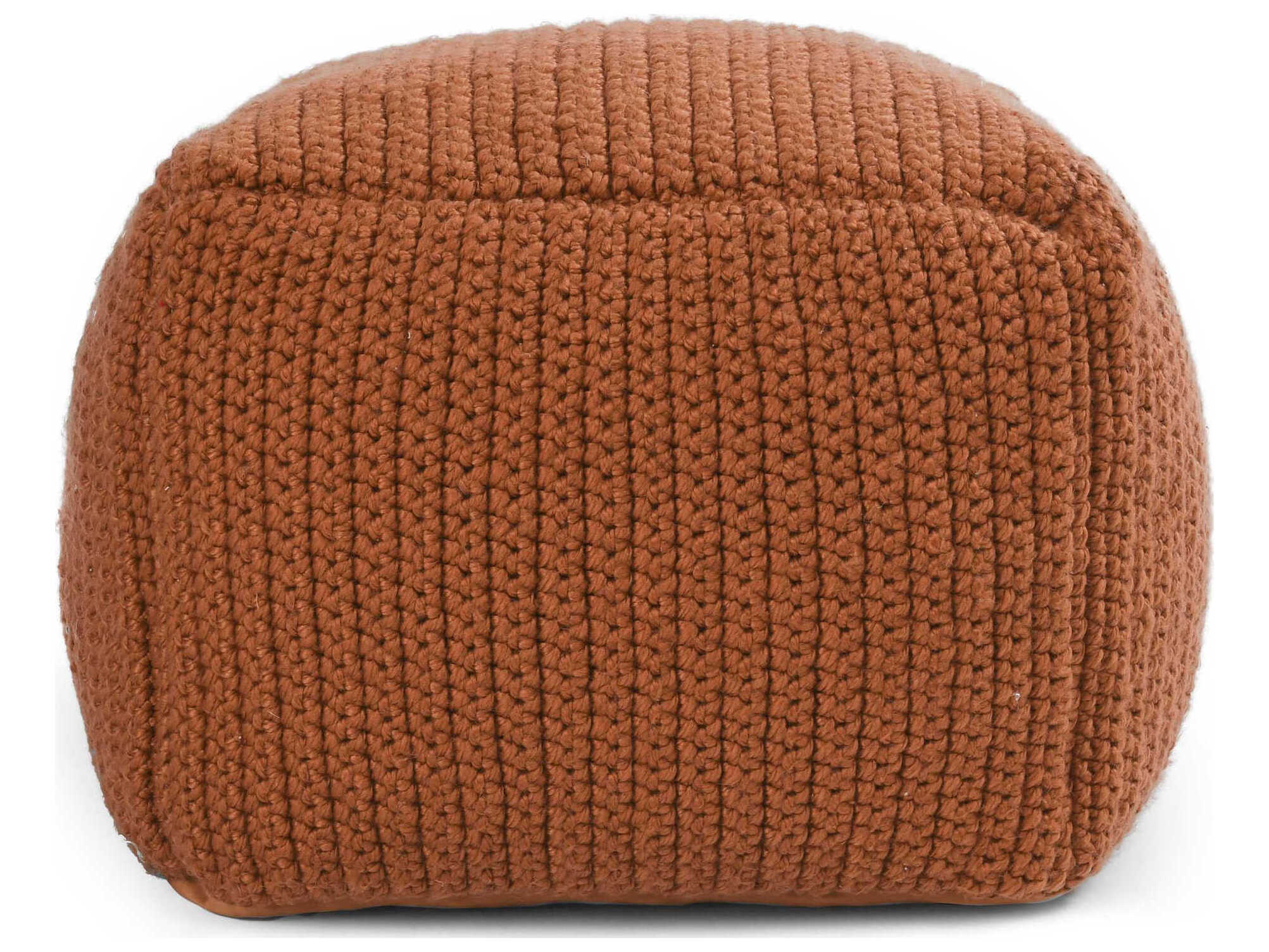 Villa by Classic Home Prism Terra Cotta Orange Upholstered Pouf