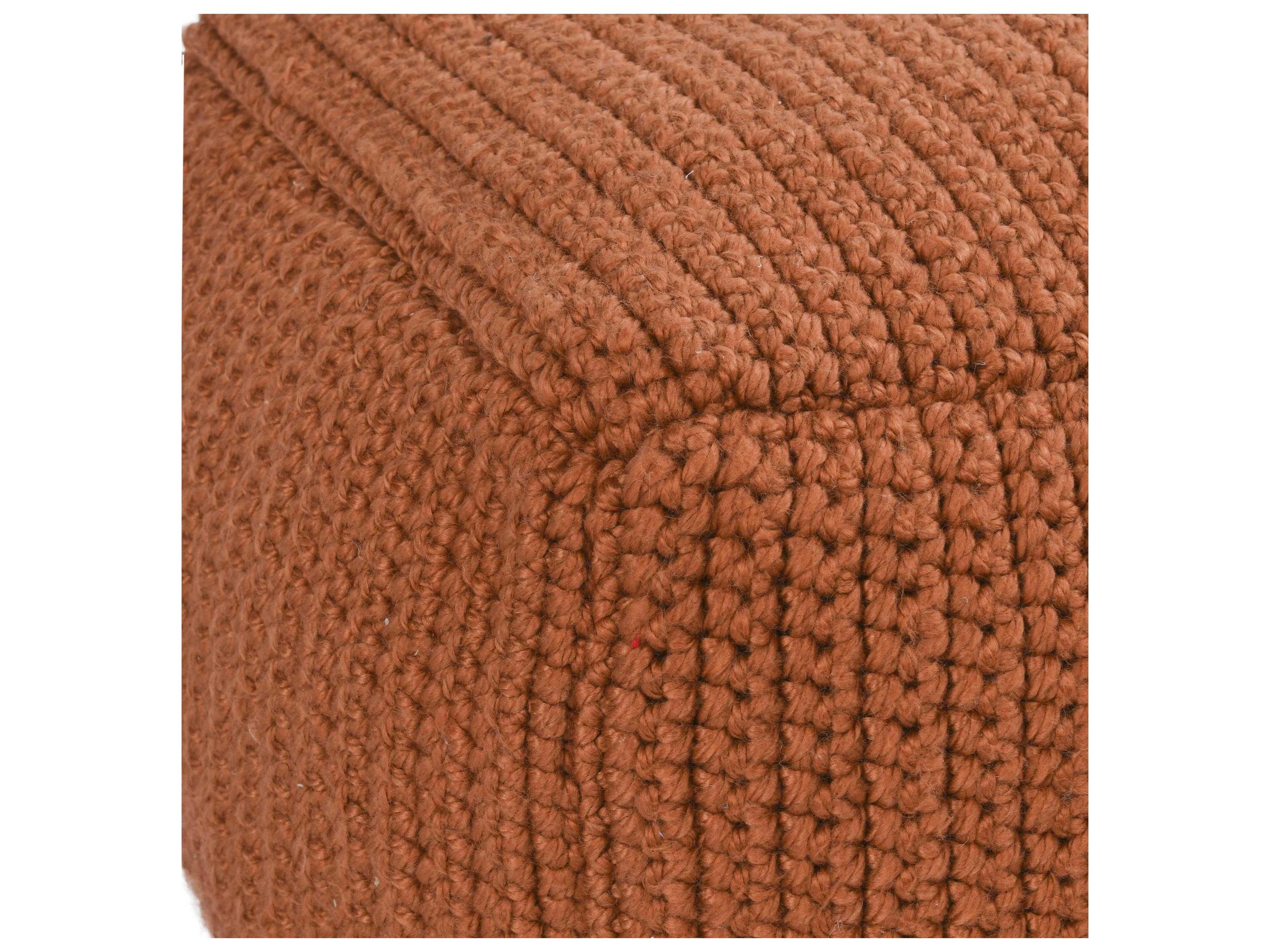 Villa by Classic Home Prism Terra Cotta Orange Upholstered Pouf