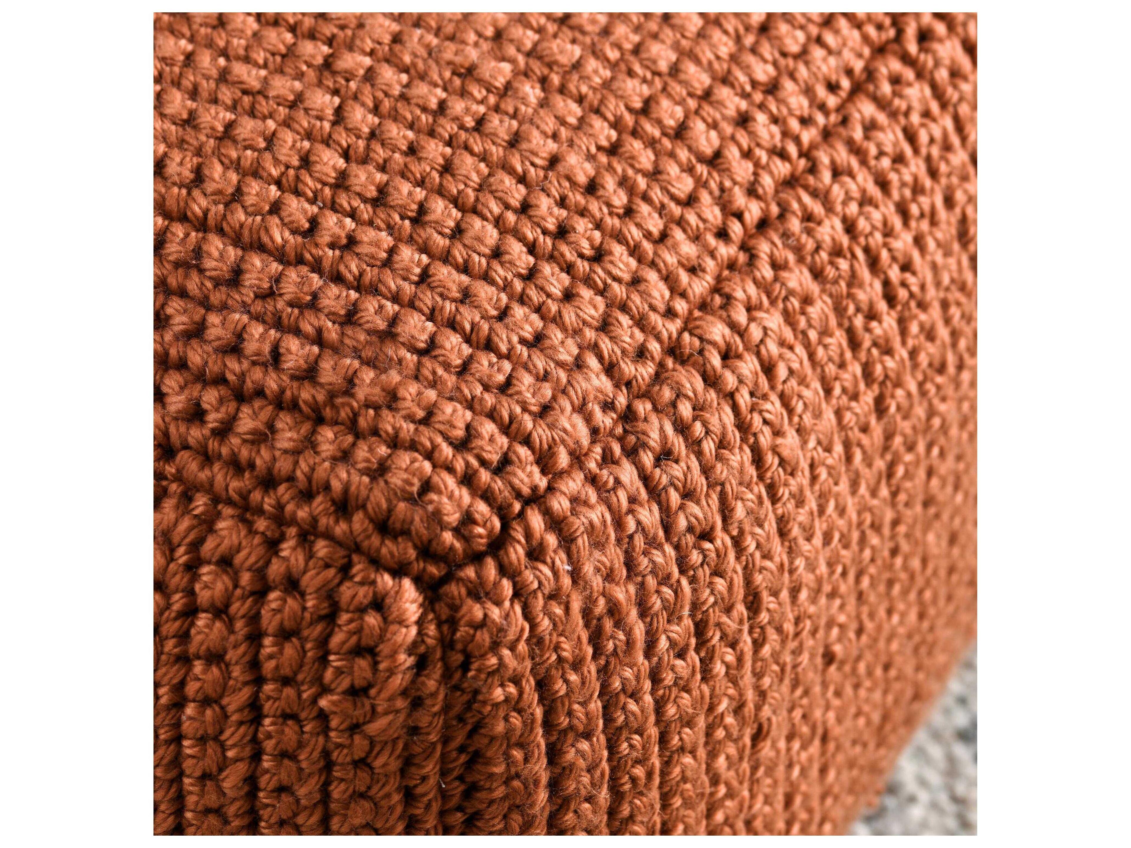Villa by Classic Home Prism Terra Cotta Orange Upholstered Pouf
