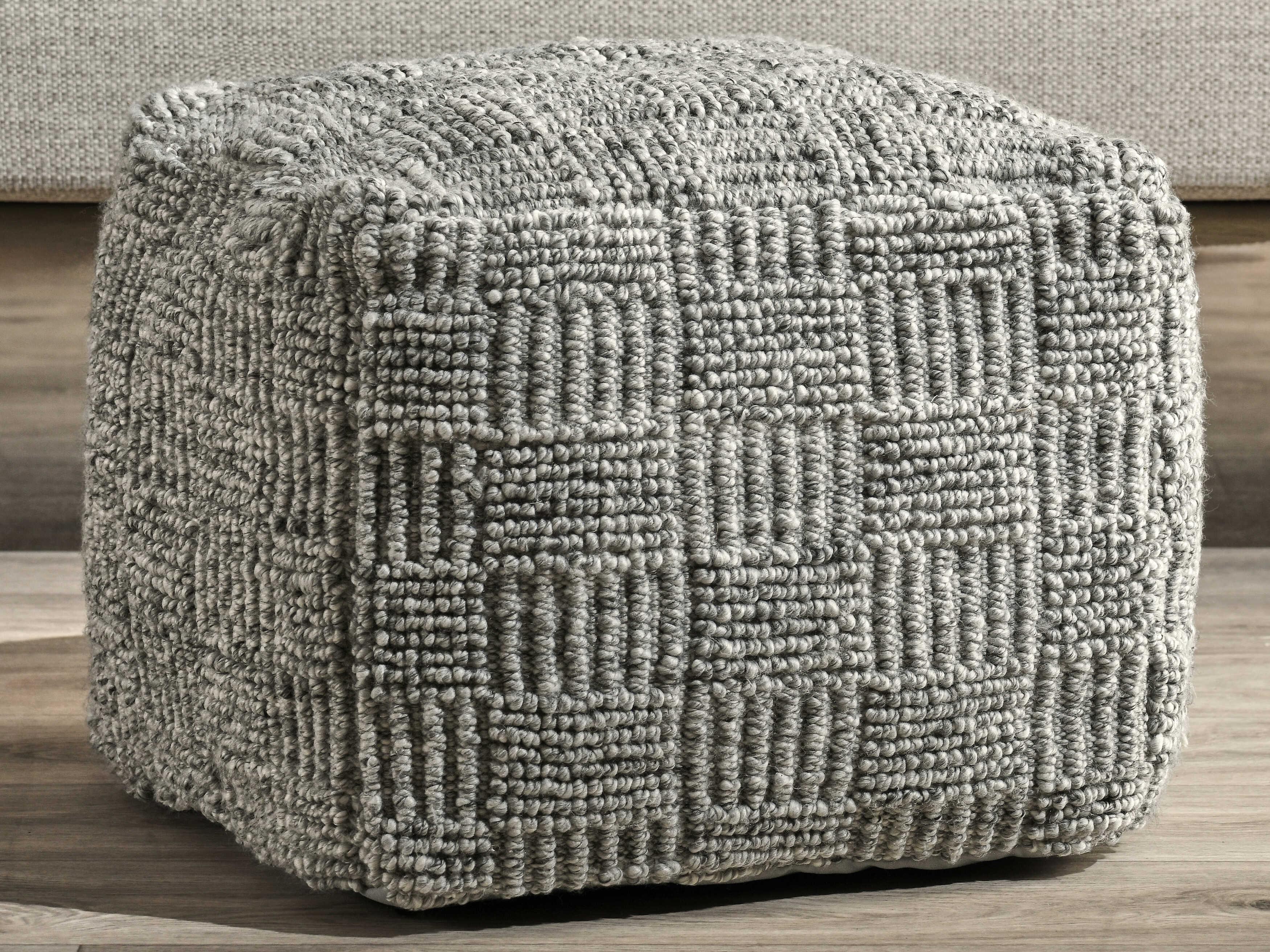 Villa by Classic Home Shades Gray Upholstered Pouf