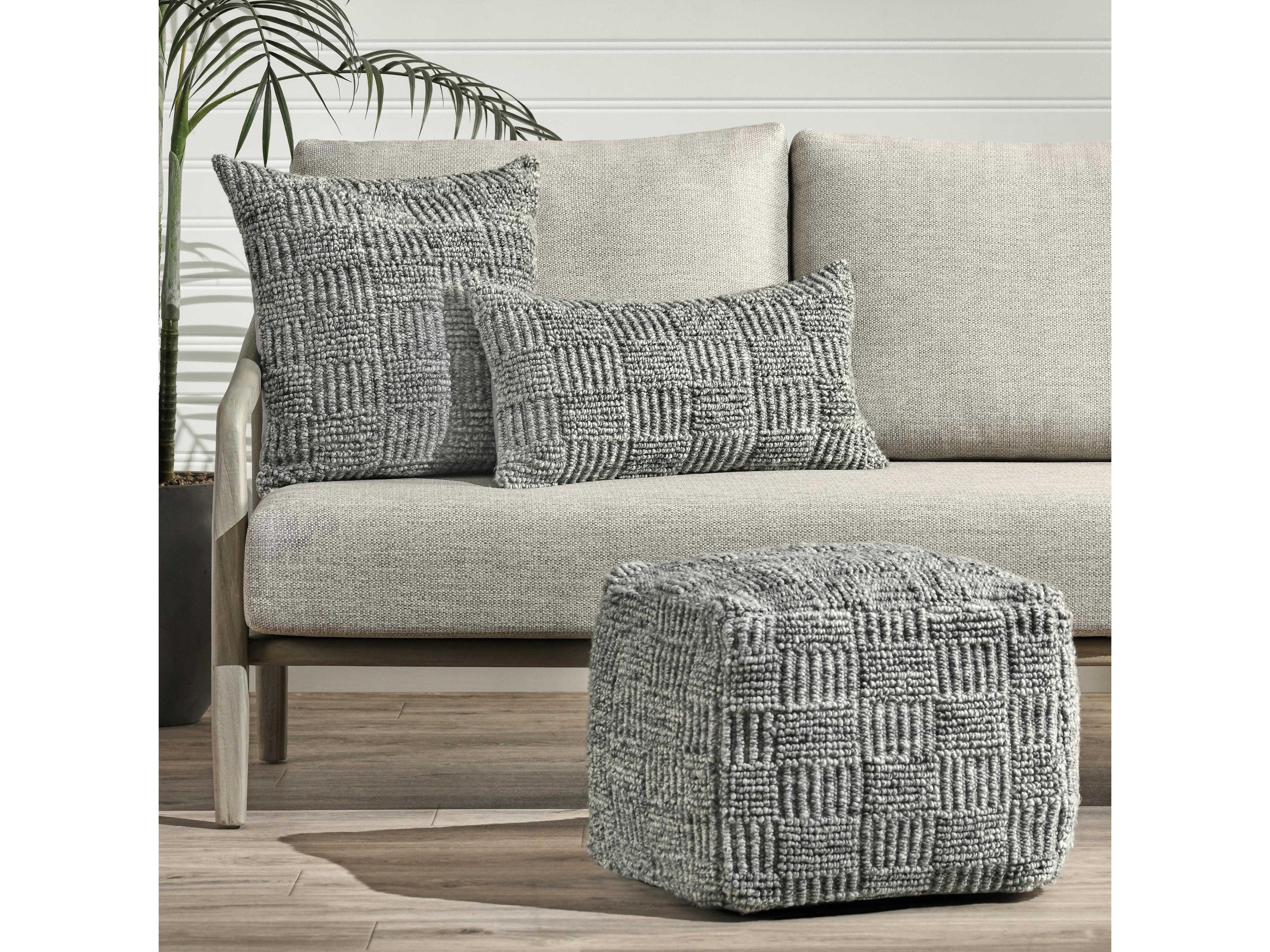 Villa by Classic Home Shades Gray Upholstered Pouf
