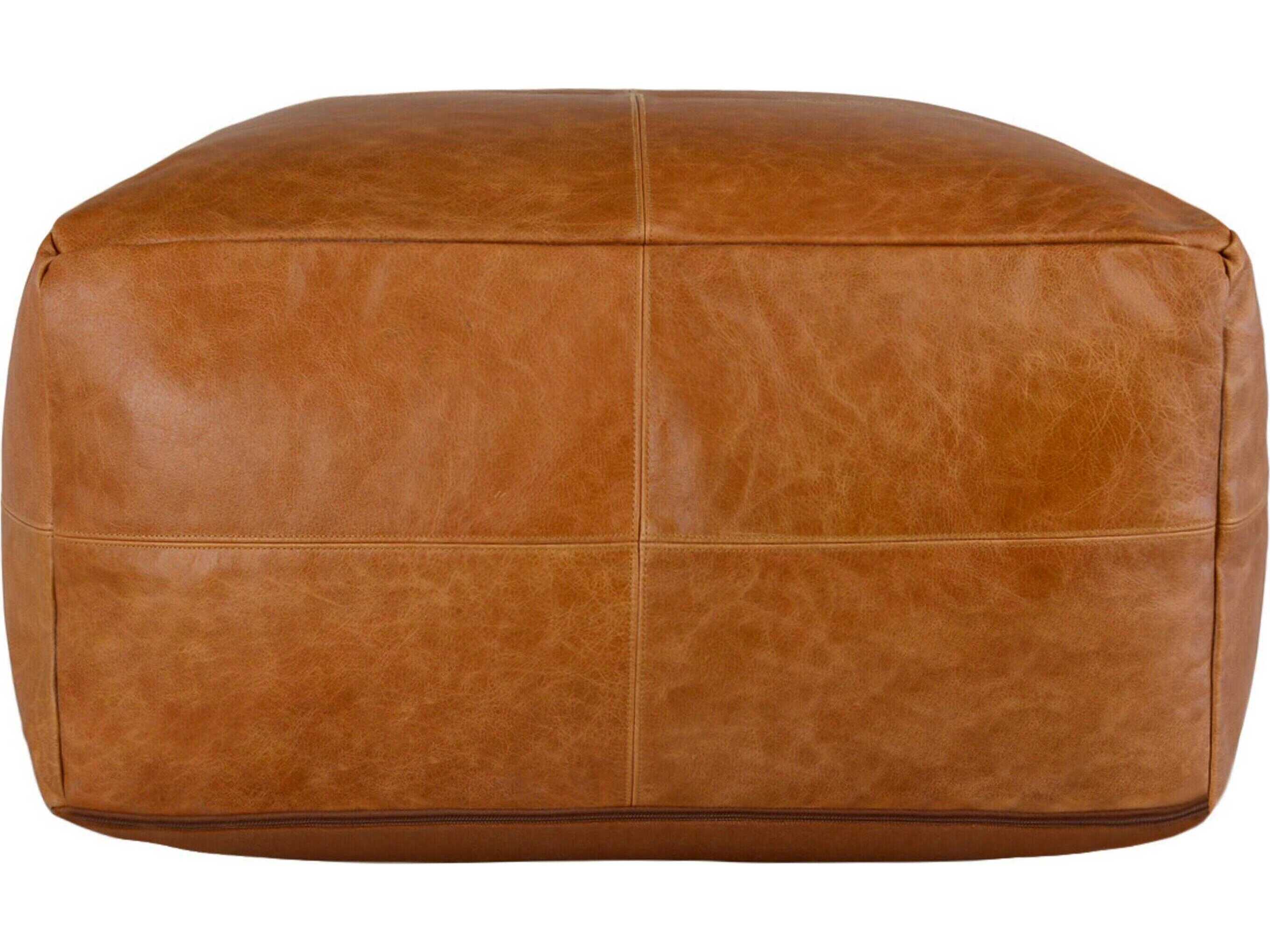 Villa by Classic Home Cheyenne Chestnut Brown Leather Pouf