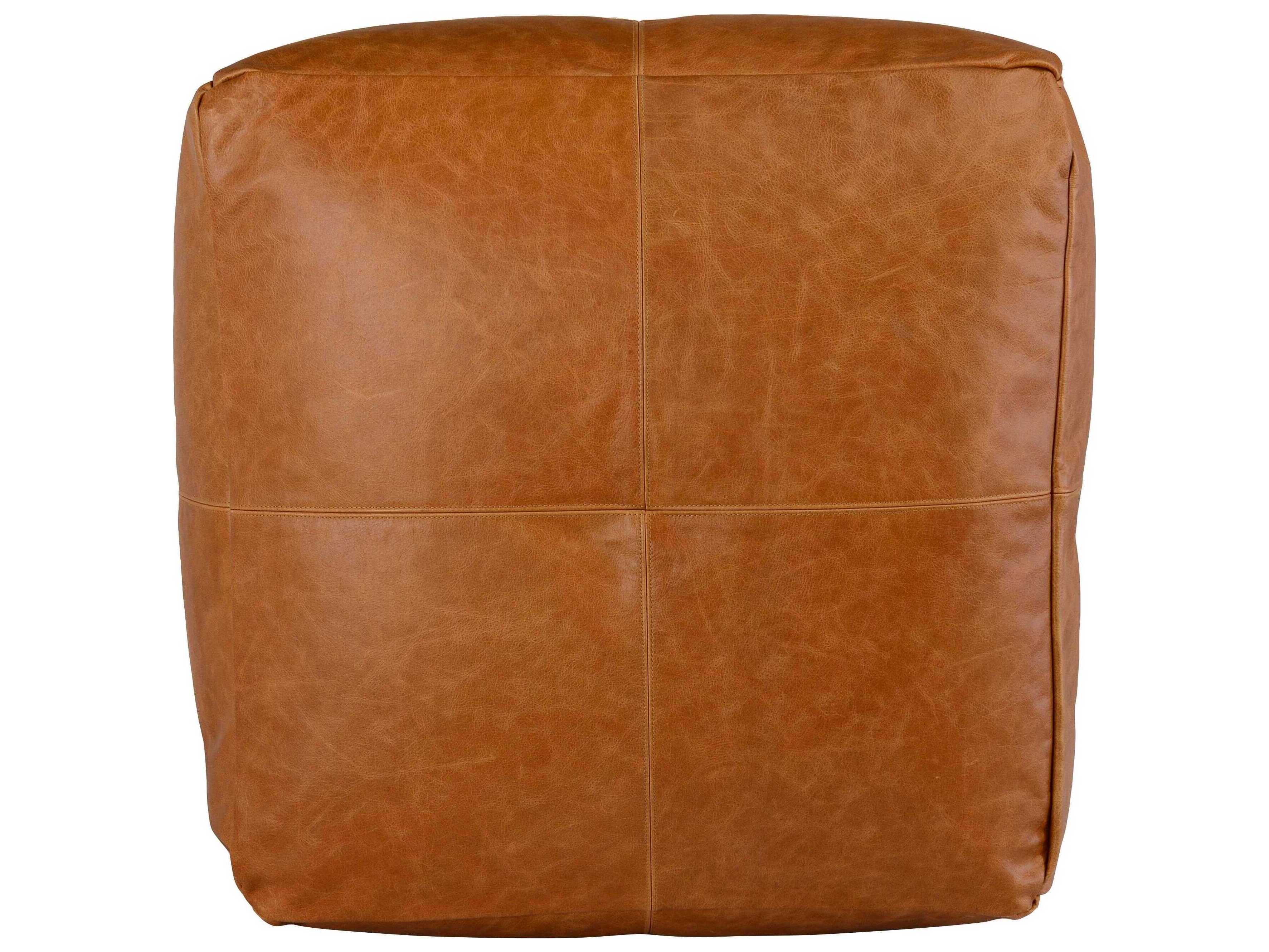 Villa by Classic Home Cheyenne Chestnut Brown Leather Pouf