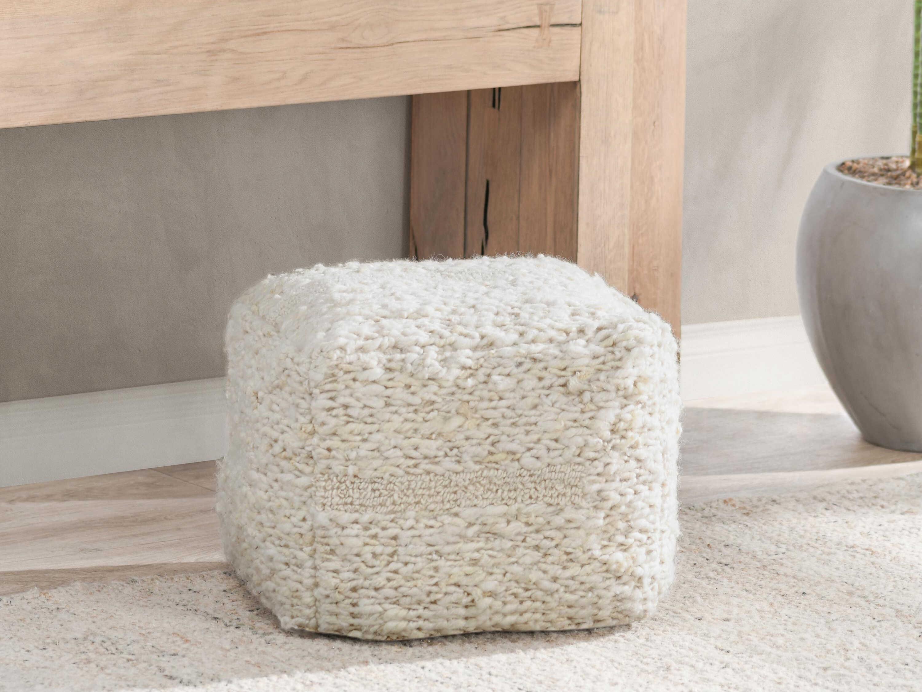 Villa by Classic Home Sinclair Gray Upholstered Pouf