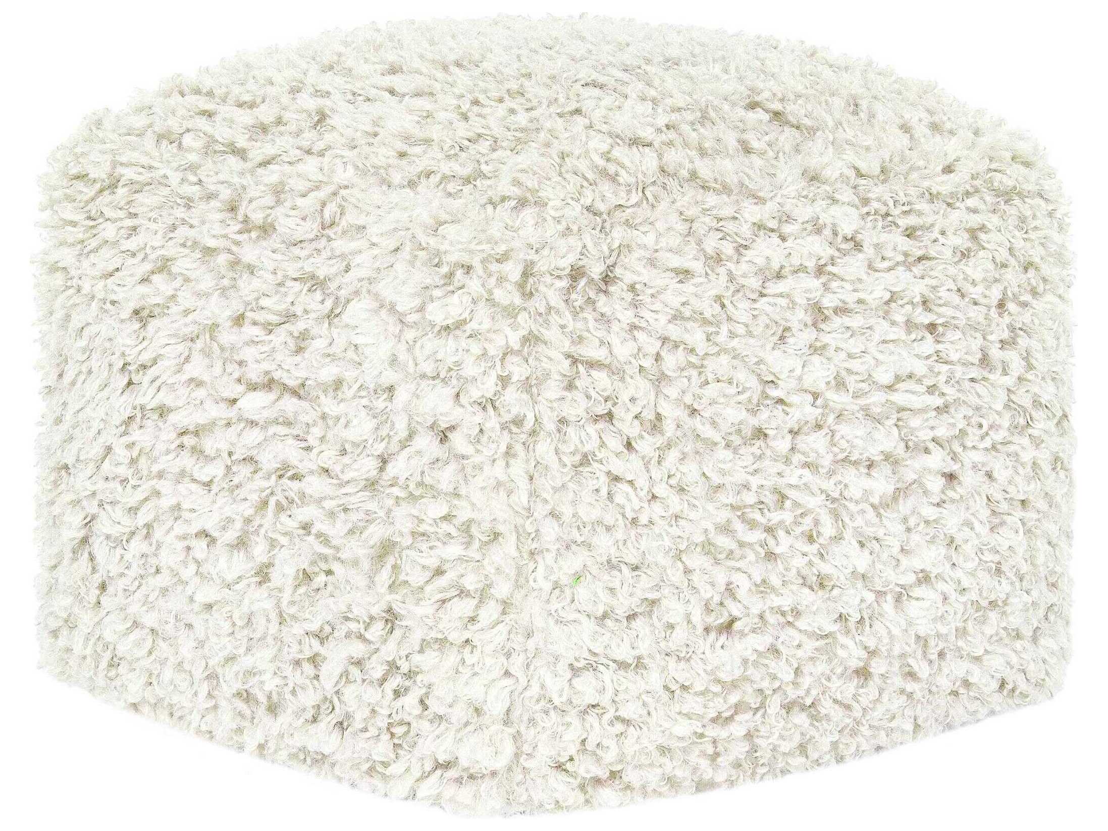 Villa by Classic Home Carters Ivory White Upholstered Pouf