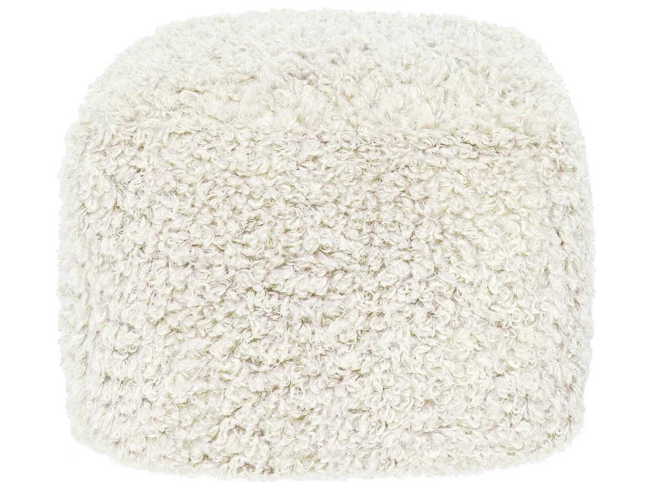 Villa by Classic Home Carters Ivory White Upholstered Pouf