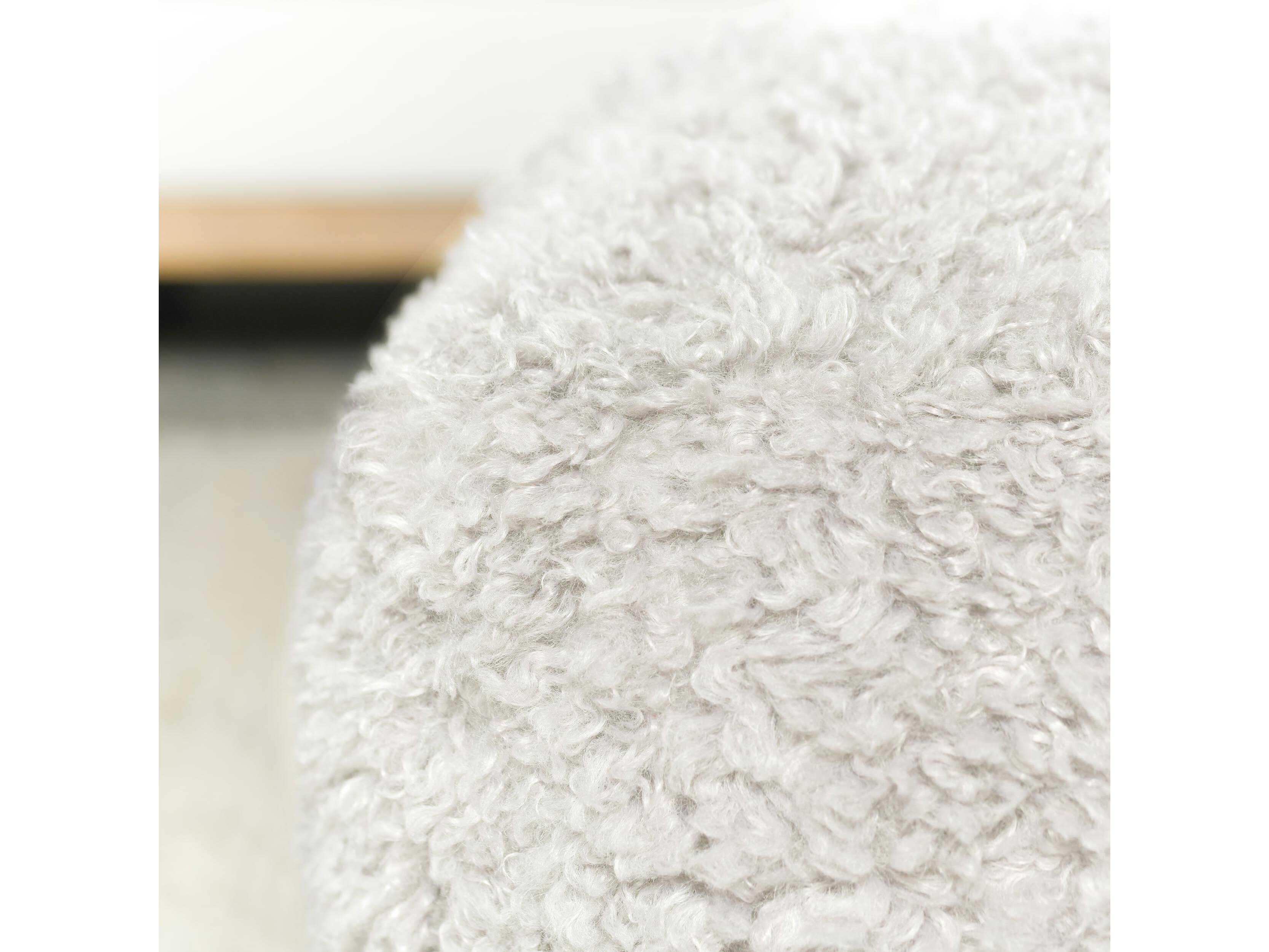 Villa by Classic Home Carters Ivory White Upholstered Pouf