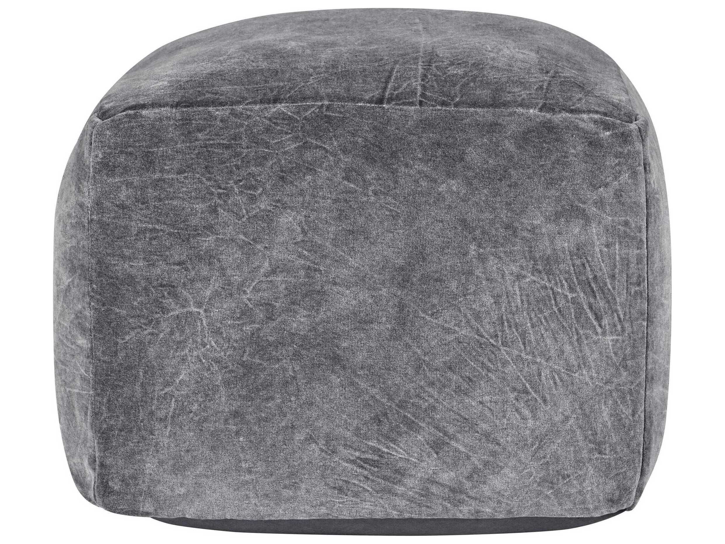 Villa by Classic Home Heirloom Stone Gray Upholstered Pouf