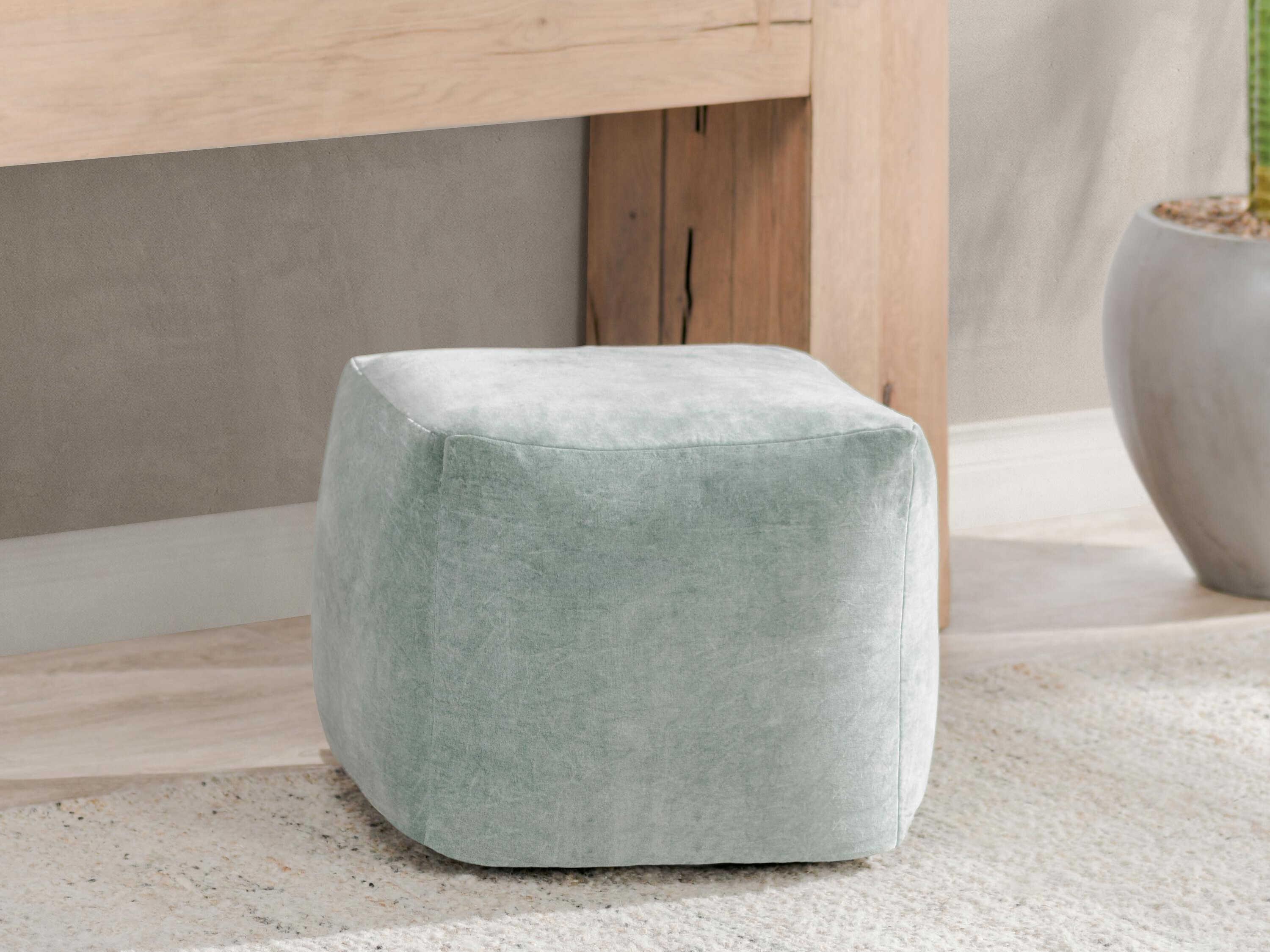 Villa by Classic Home Heirloom Green Upholstered Pouf