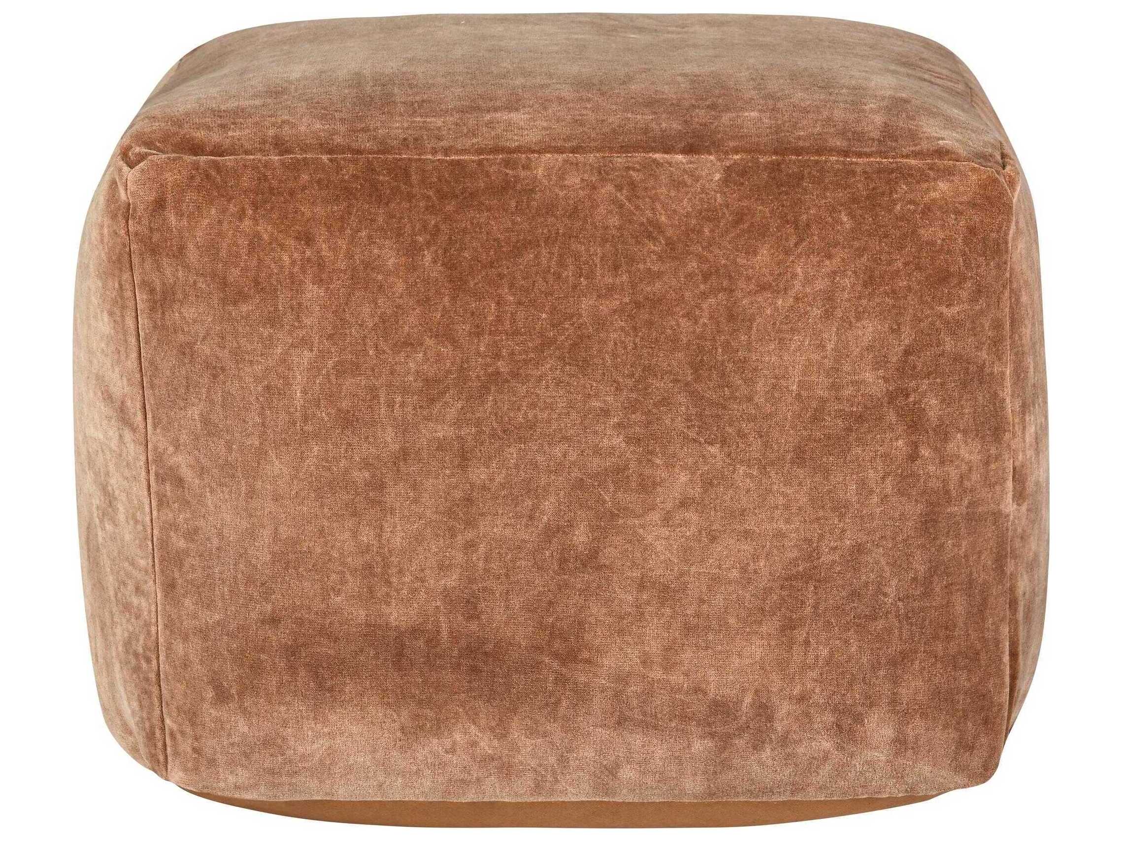 Villa by Classic Home Heirloom Rust Orange Upholstered Pouf