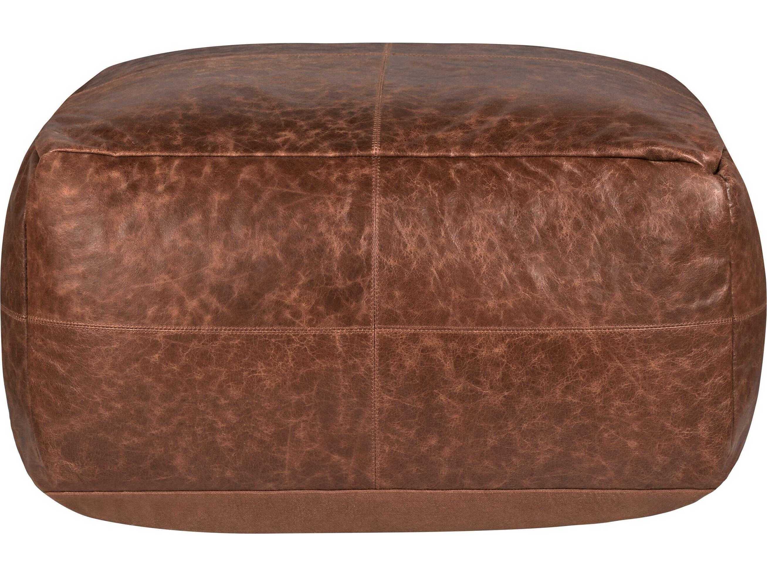 Villa by Classic Home Cheyenne Brown Leather Pouf