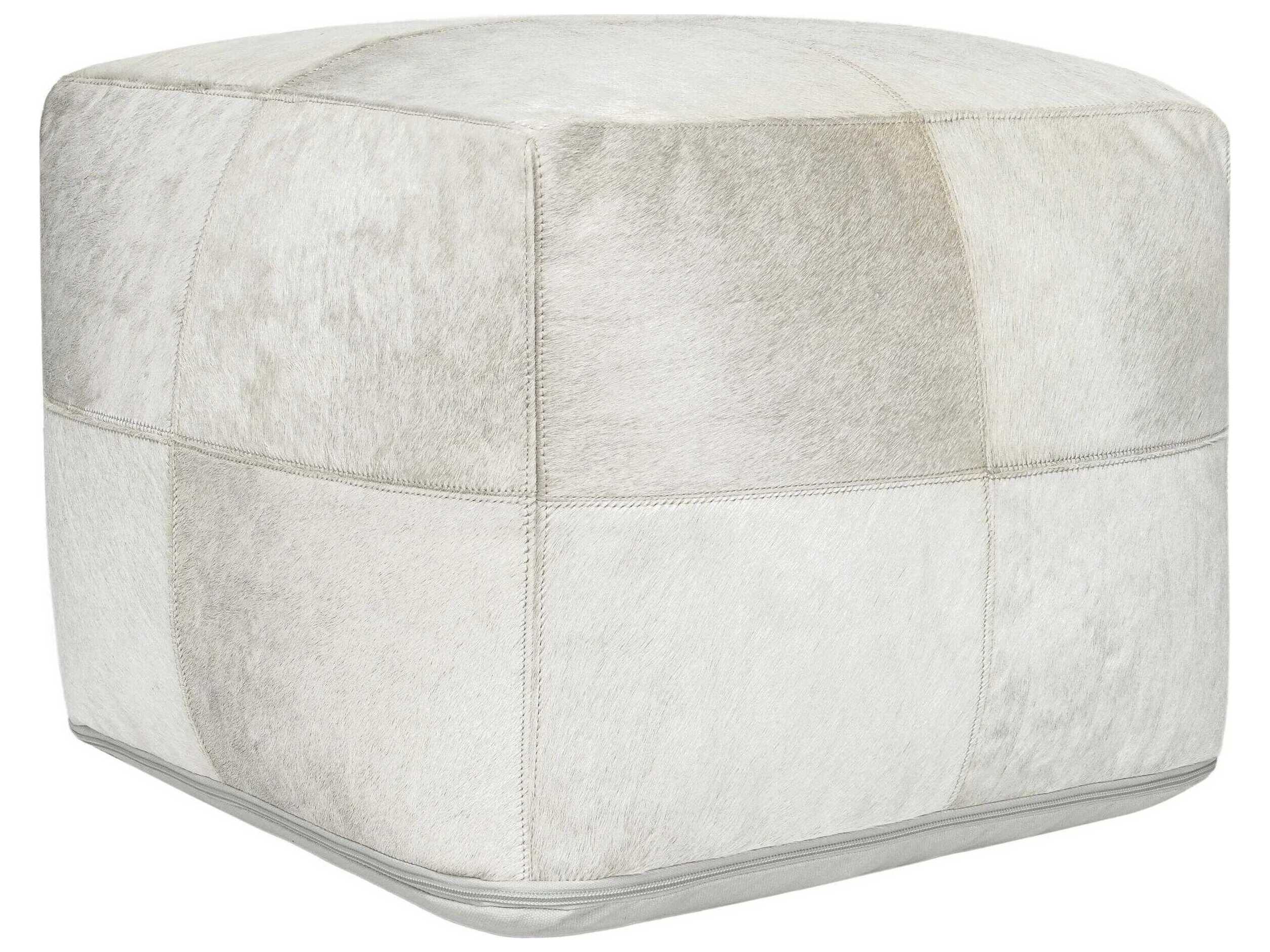Villa by Classic Home Canada Ivory White Leather Pouf