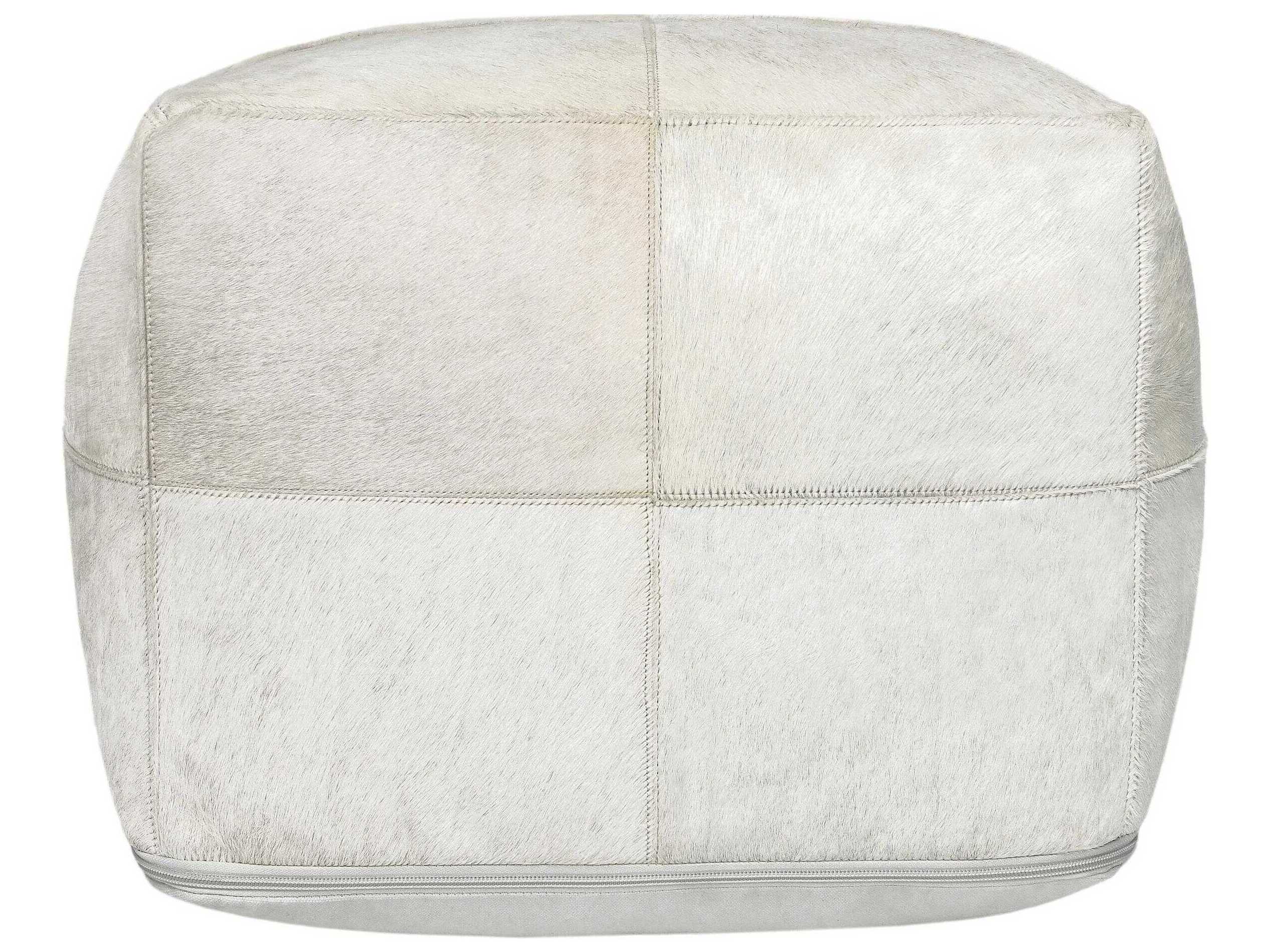 Villa by Classic Home Canada Ivory White Leather Pouf