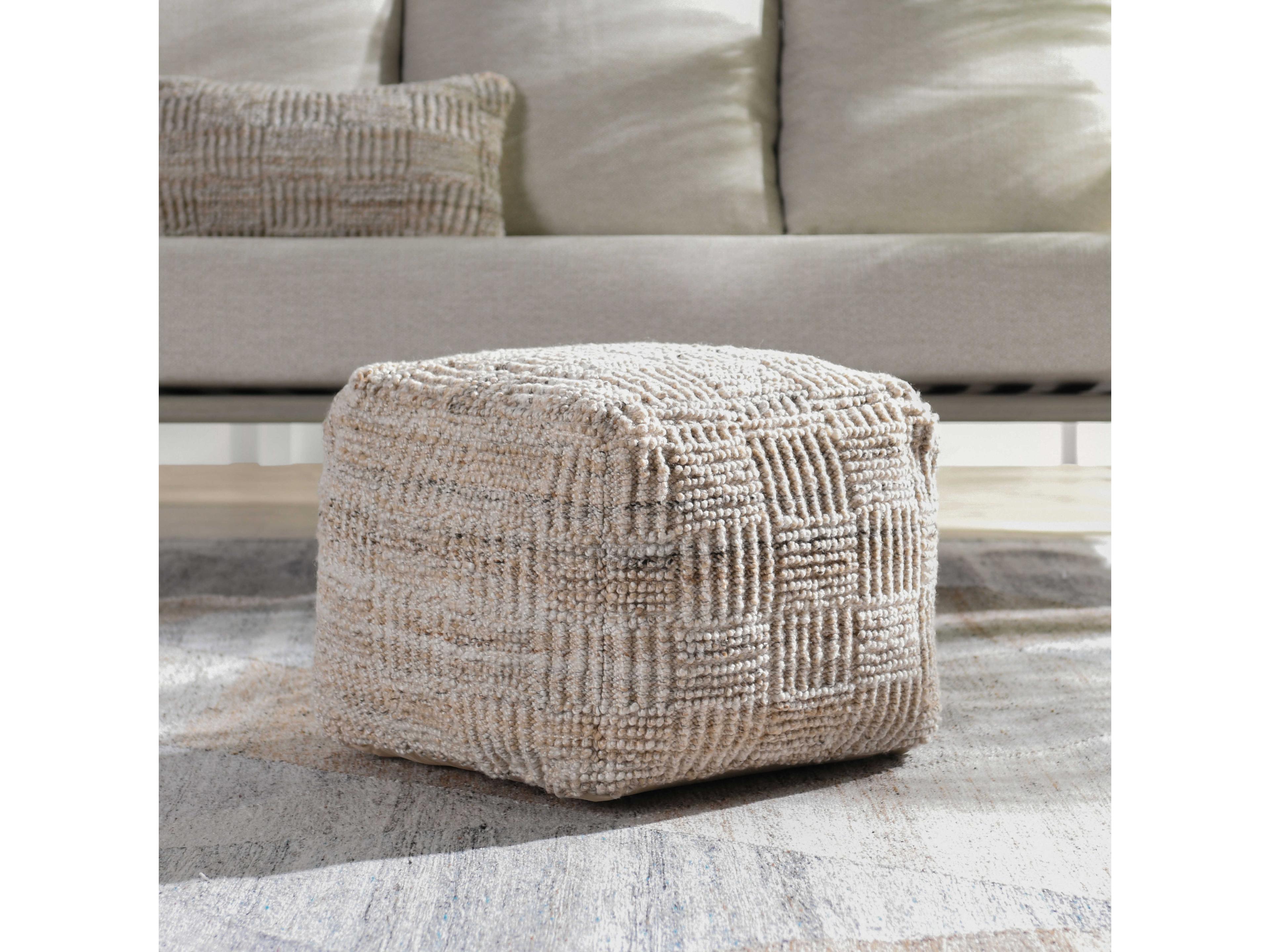 Villa by Classic Home Vico Beige Upholstered Ottoman