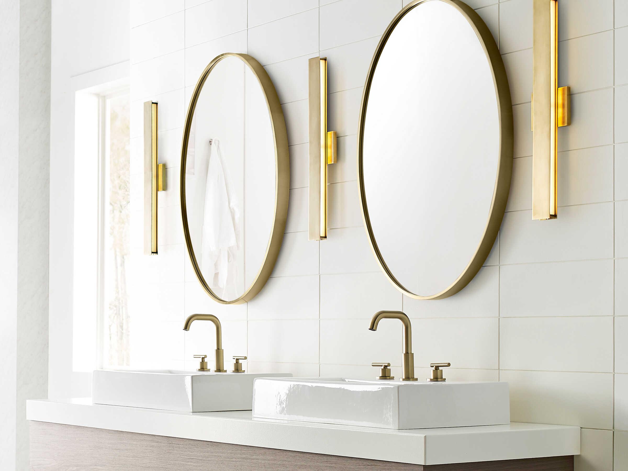 Visual Comfort Modern Bau 1-Light Natural Brass Vanity Light