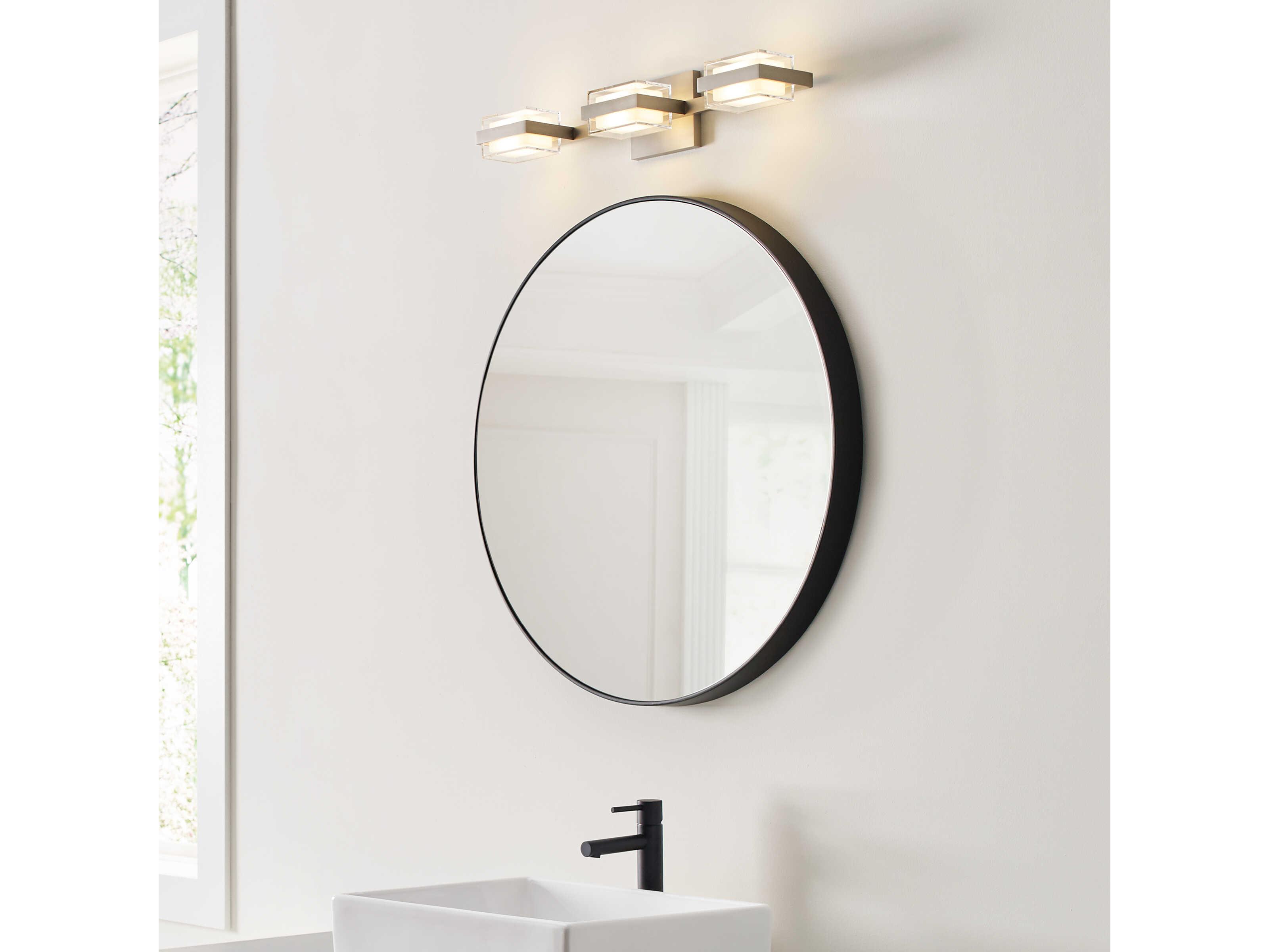Visual Comfort Modern Kamden 3-Light Satin Nickel Vanity Light