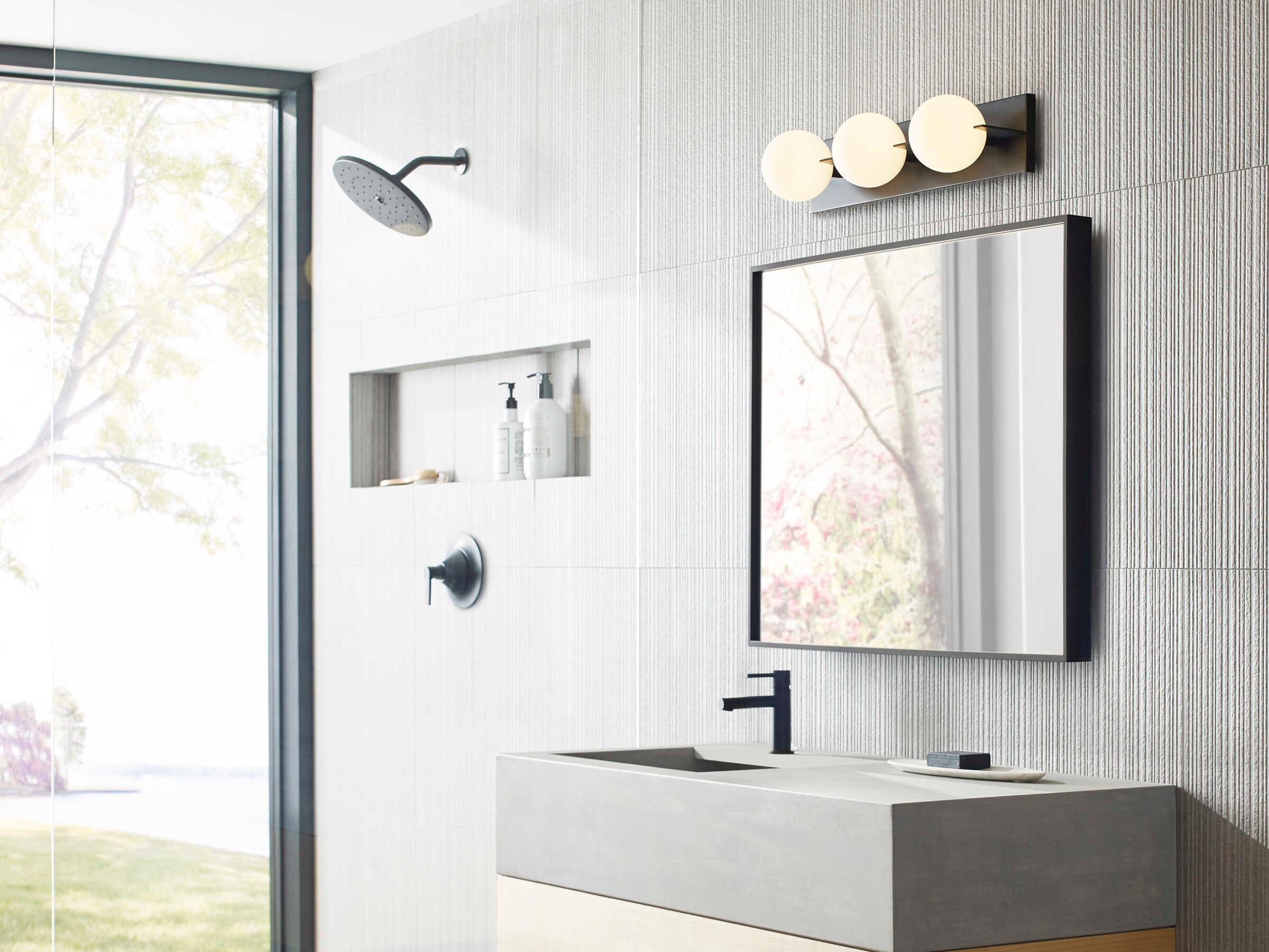 Visual Comfort Modern Orbel 3-Light Matte Black Vanity Light