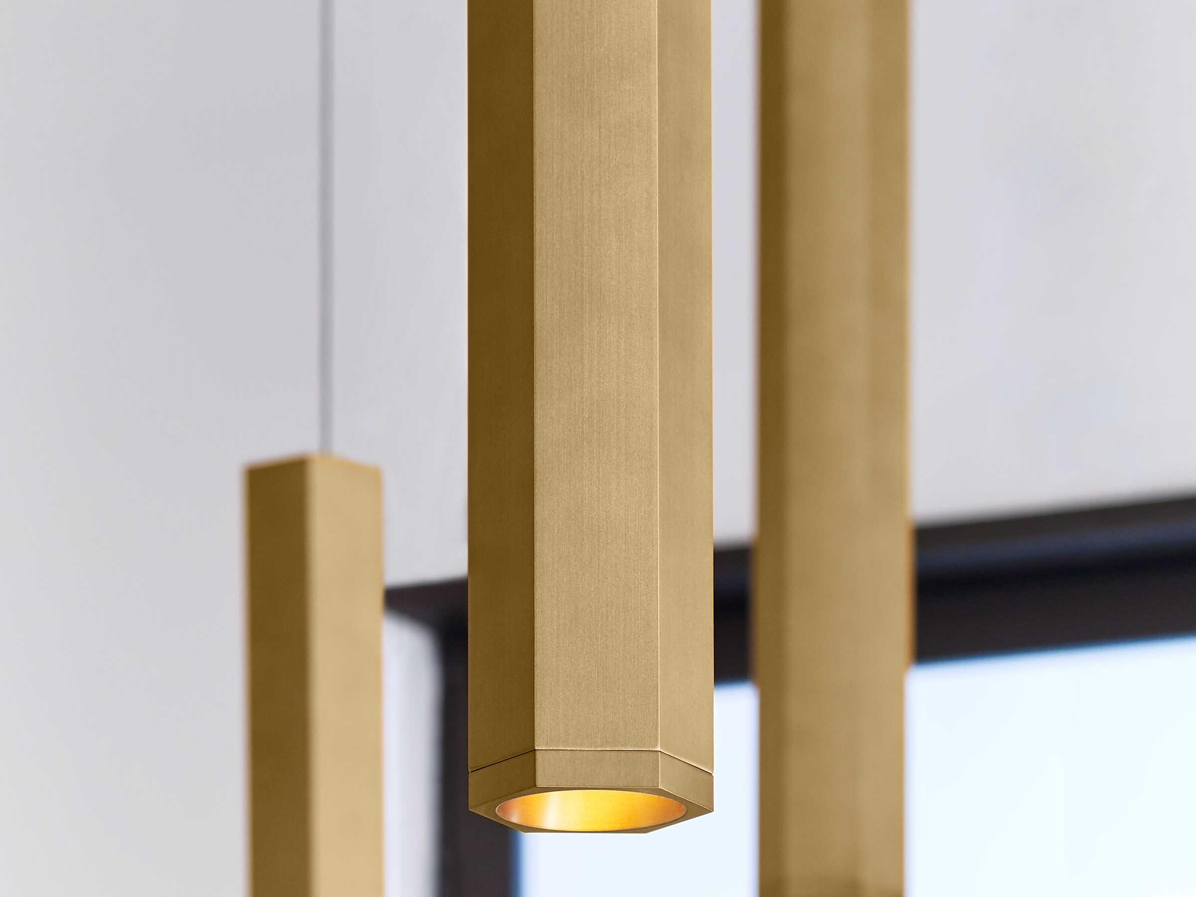Visual Comfort Modern Blok 9-Light Aged Brass Linear Chandelier