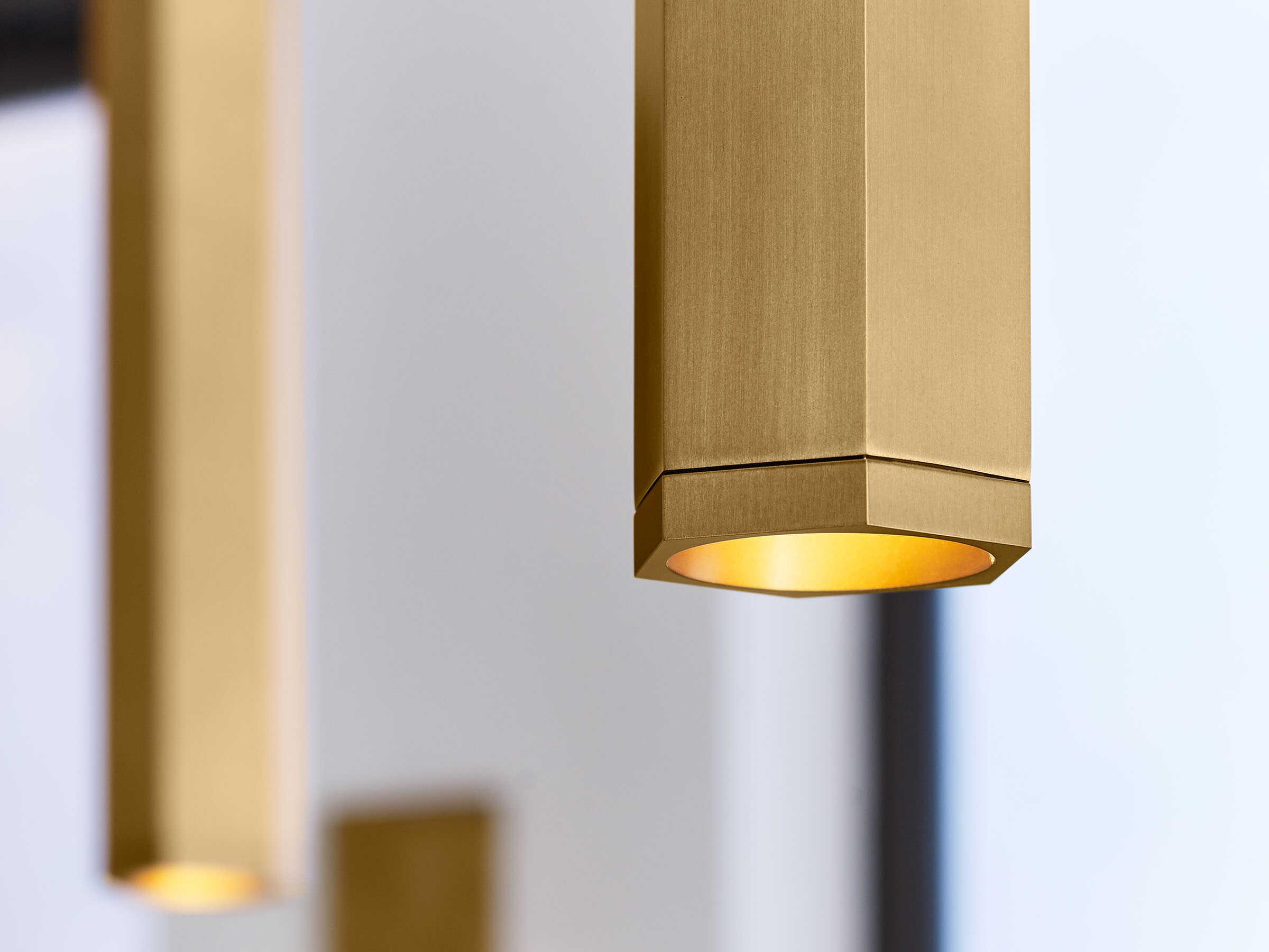 Visual Comfort Modern Blok 9-Light Aged Brass Linear Chandelier