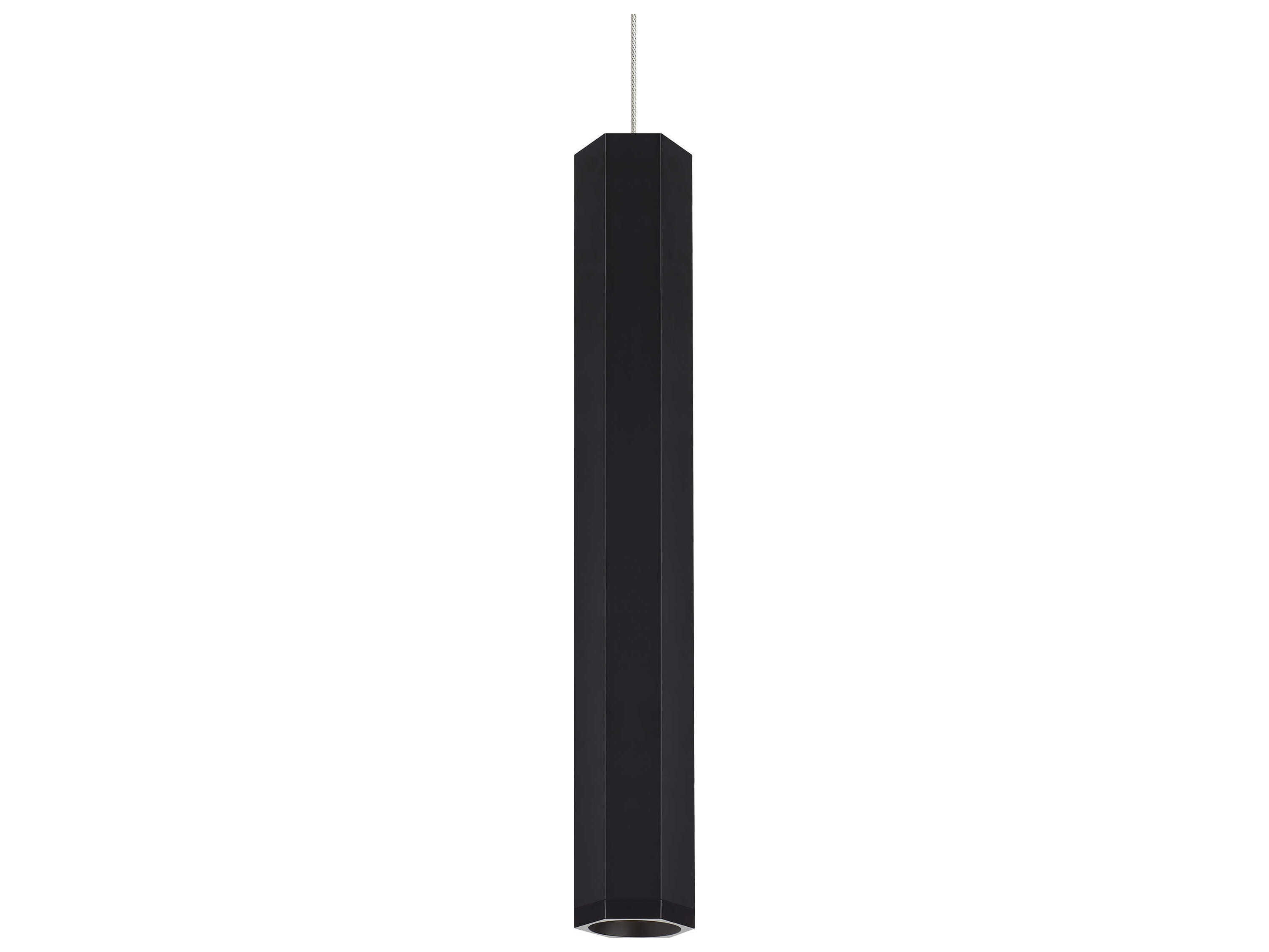 Visual Comfort Modern Blok 1-Light Matte Black Satin Nickel Cylinder Mini Pendant