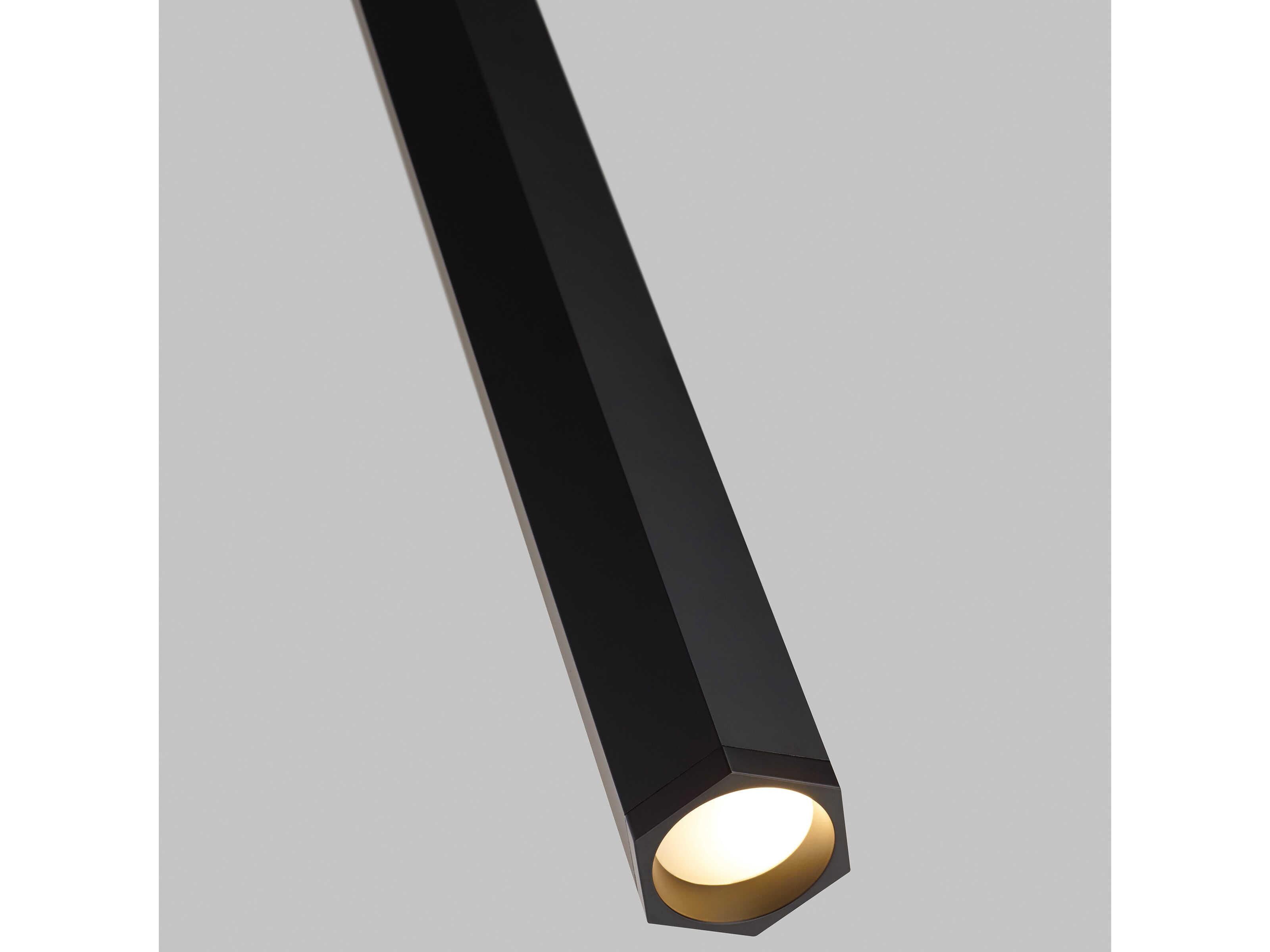 Visual Comfort Modern Blok 1-Light Matte Black Satin Nickel Cylinder Mini Pendant