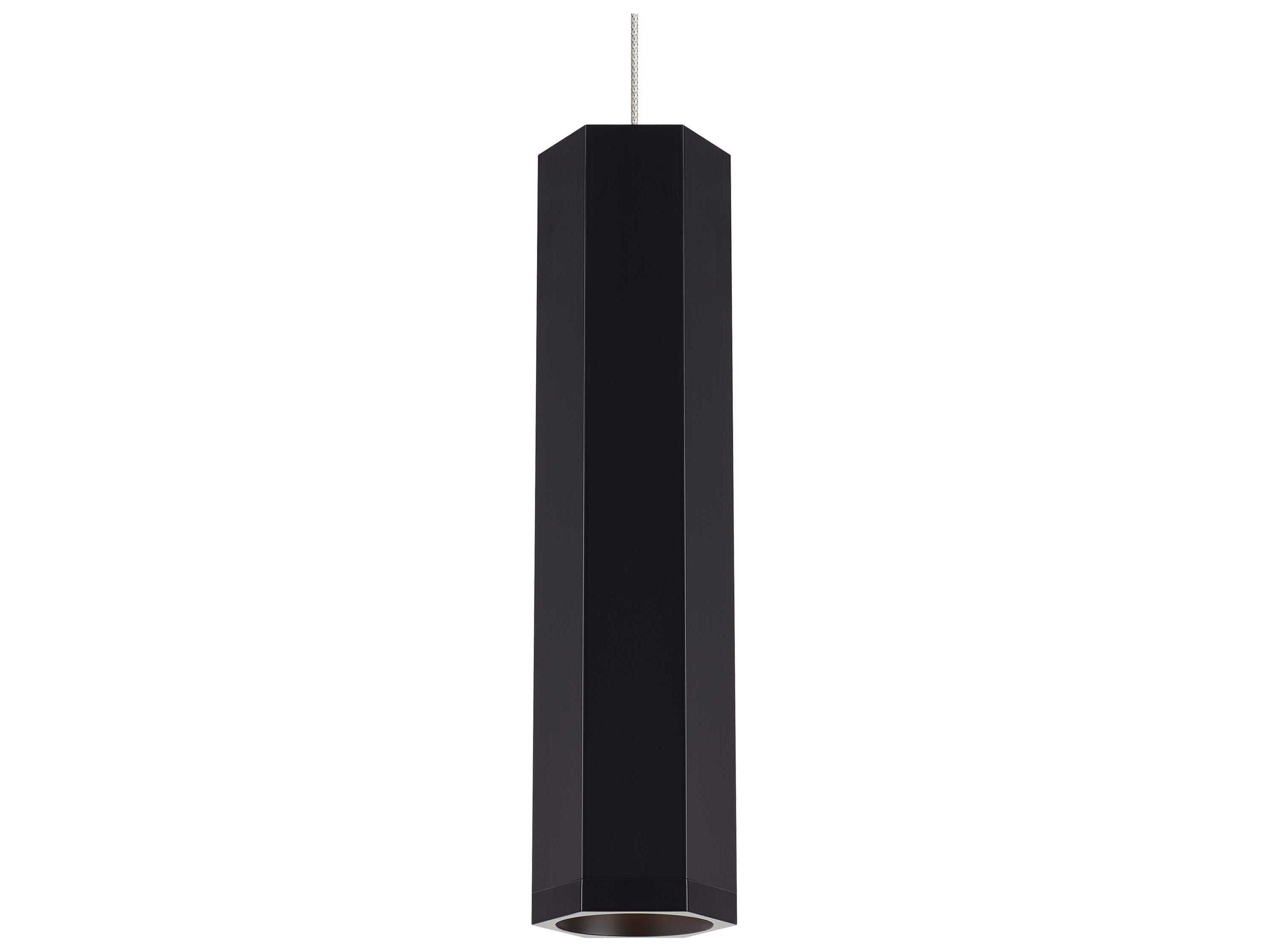 Visual Comfort Modern Blok 1-Light Matte Black Satin Nickel Cylinder Mini Pendant