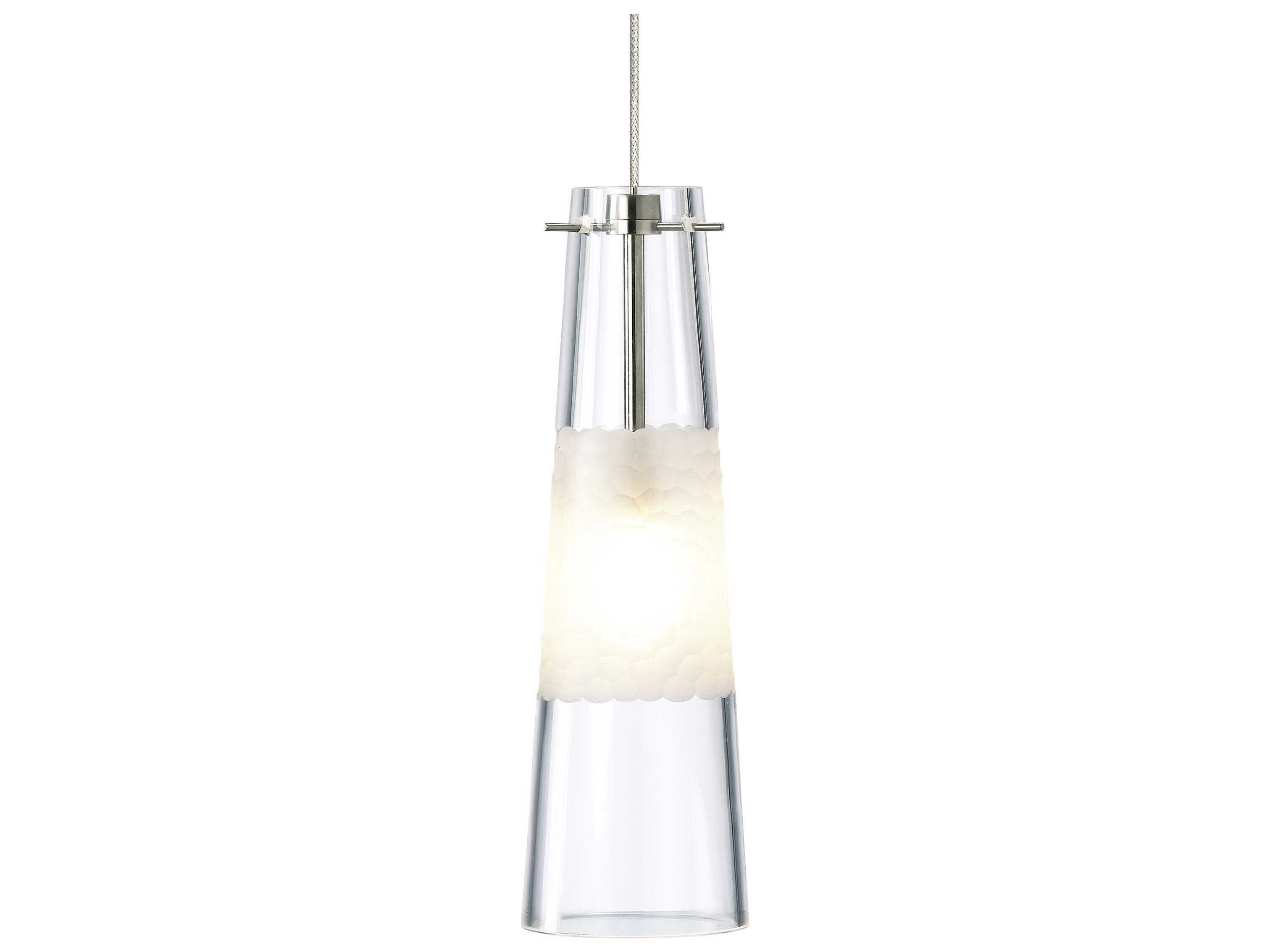 Visual Comfort Modern Bonn 1-Light Satin Nickel Clear Mini Pendant