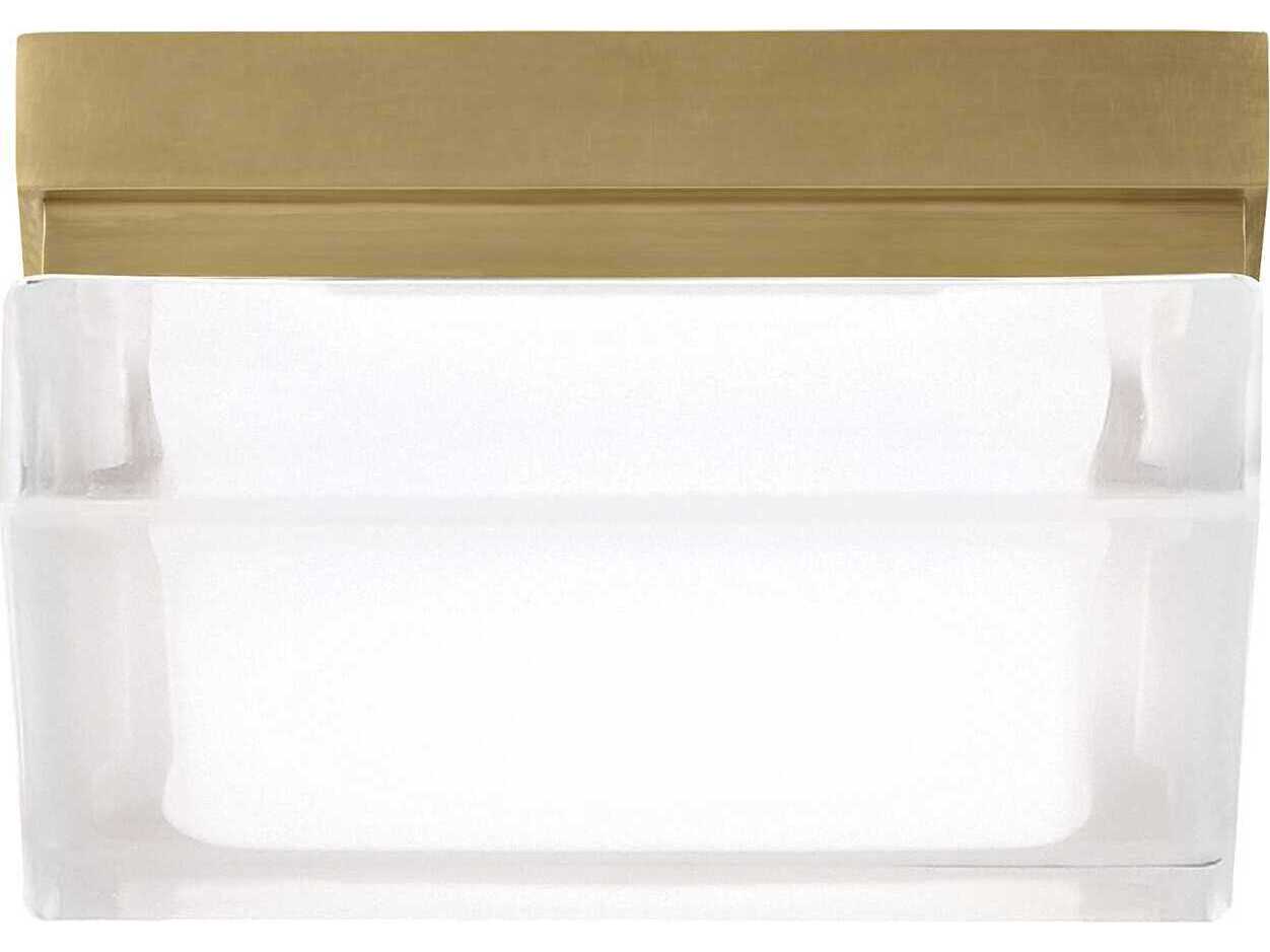 Visual Comfort Modern Boxie 1-Light Natural Brass Flush Mount