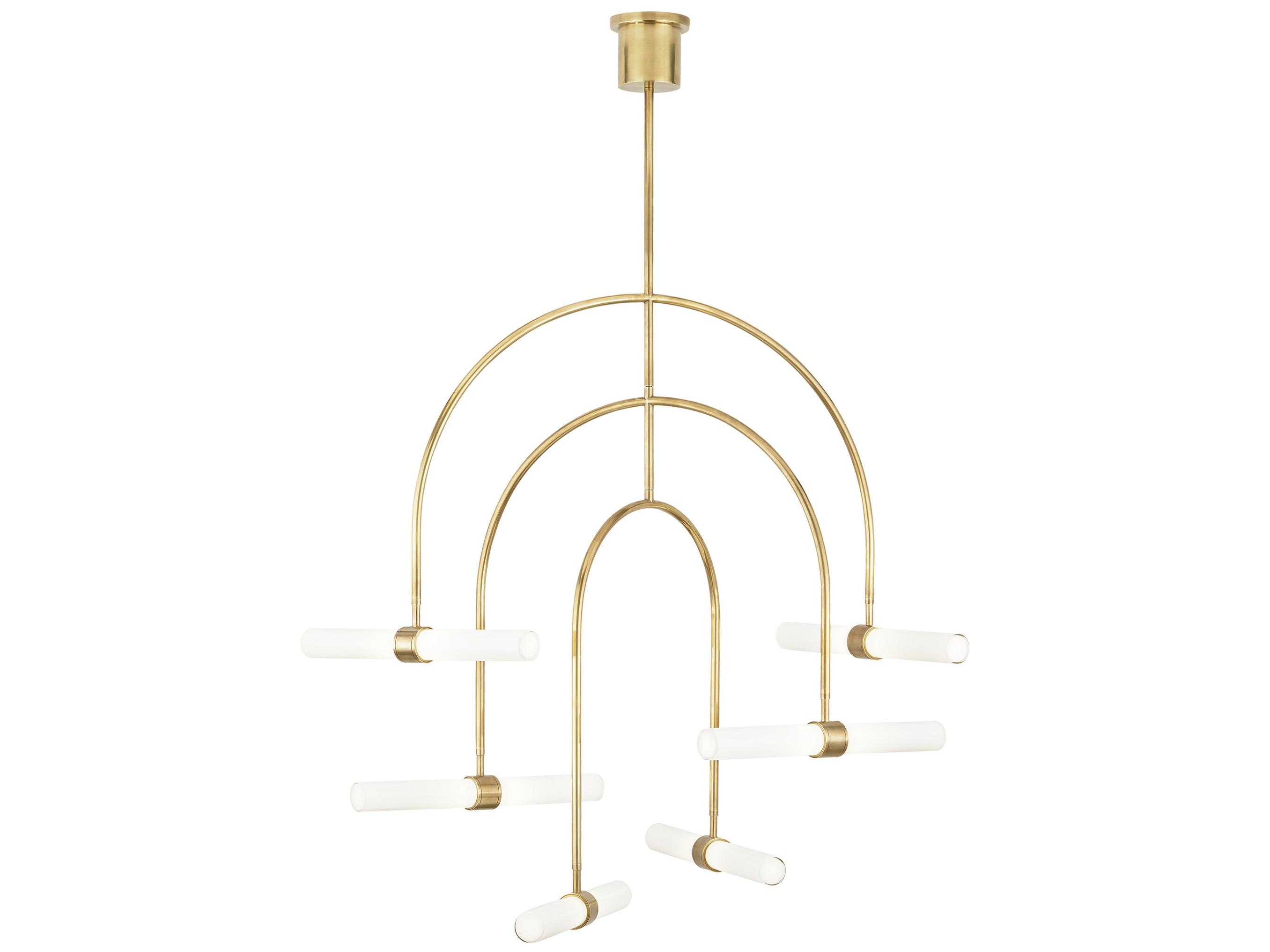 Visual Comfort Modern Calumn 6-Light Natural Brass Chandelier