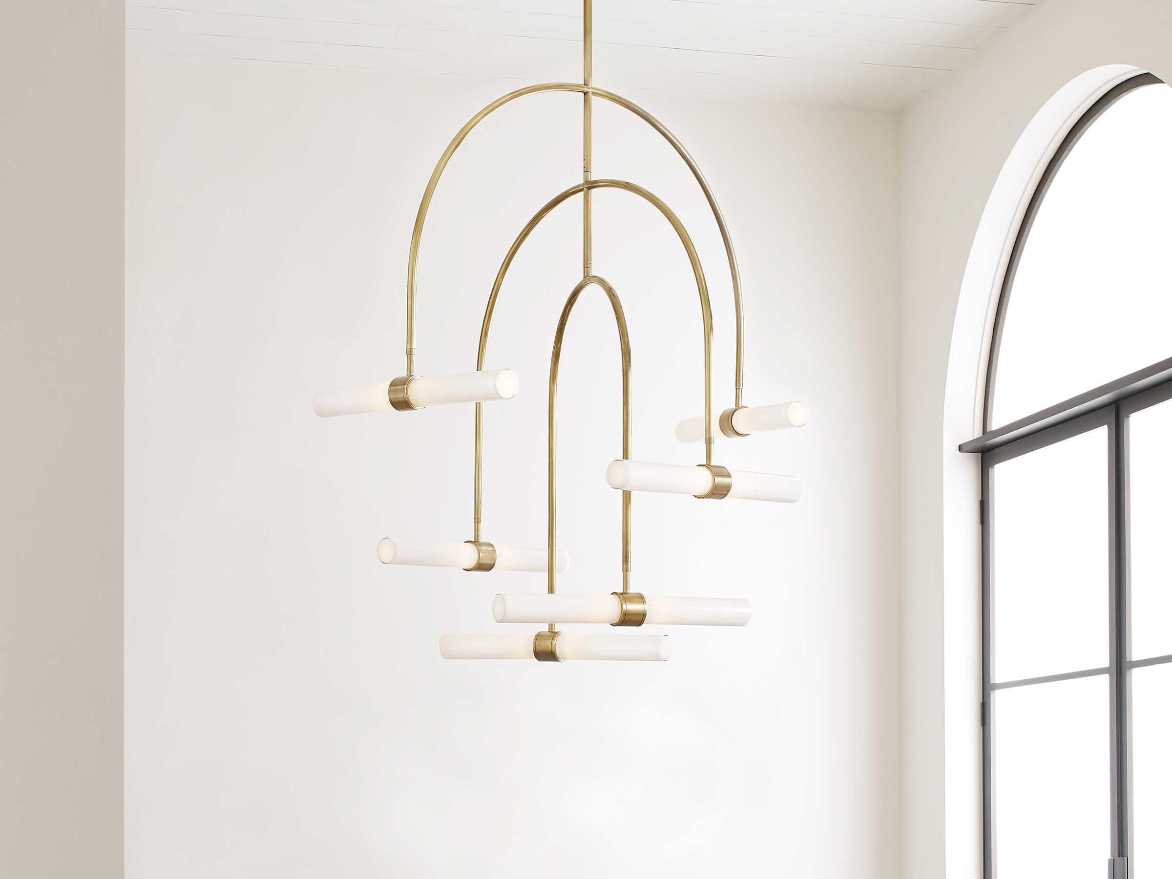 Visual Comfort Modern Calumn 6-Light Natural Brass Chandelier